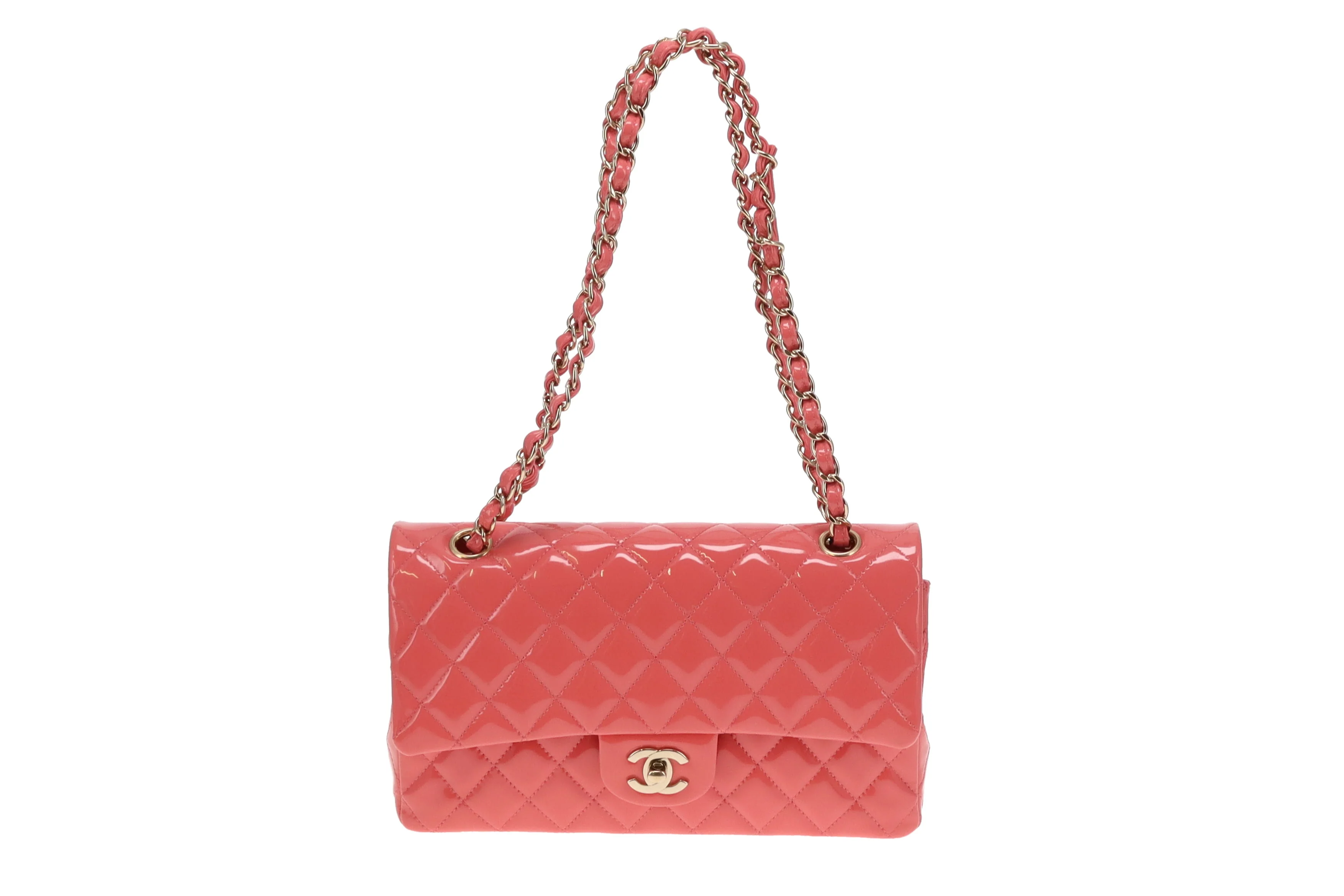 Chanel Petal Pink Patent Classic Double Flap Bag 2016/17 - Image 4