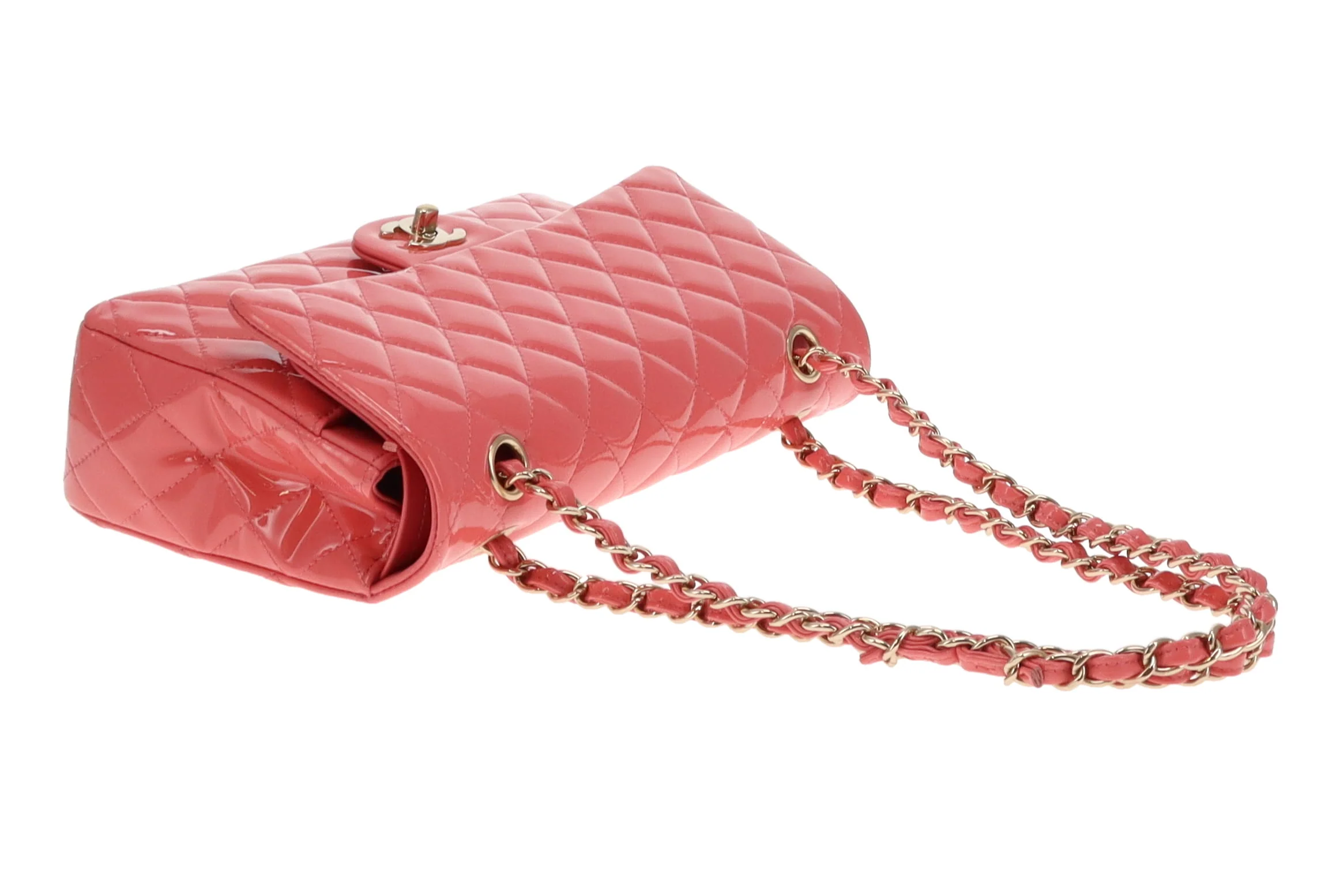 Chanel Petal Pink Patent Classic Double Flap Bag 2016/17 - Image 9