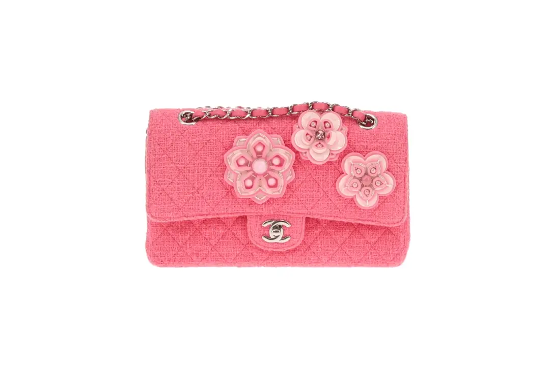 Chanel Pink 2016C Tweed Medium Double Flap Bag Very Rare - Image 3