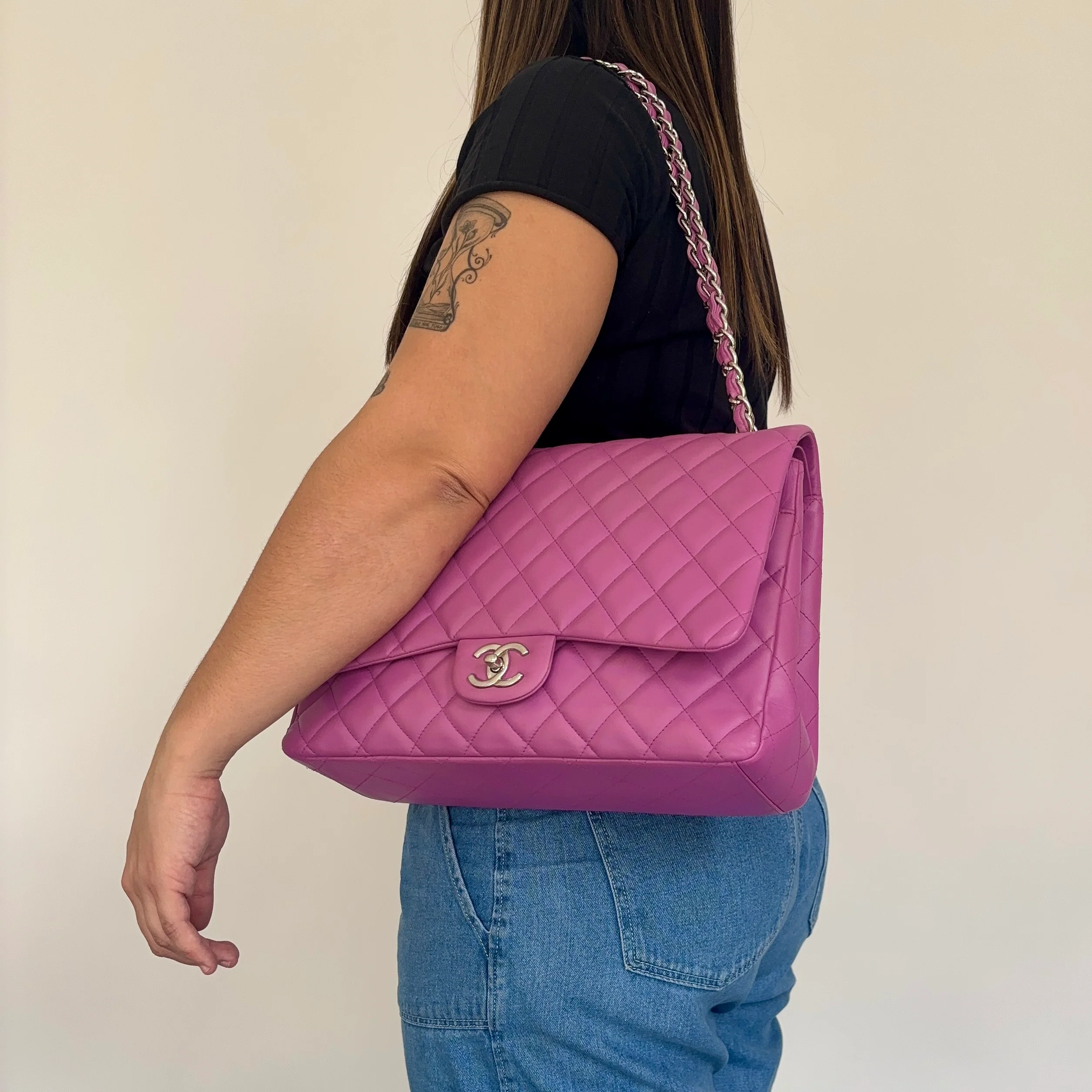Chanel Pink Maxi Double Flap 14 Series - Image 17