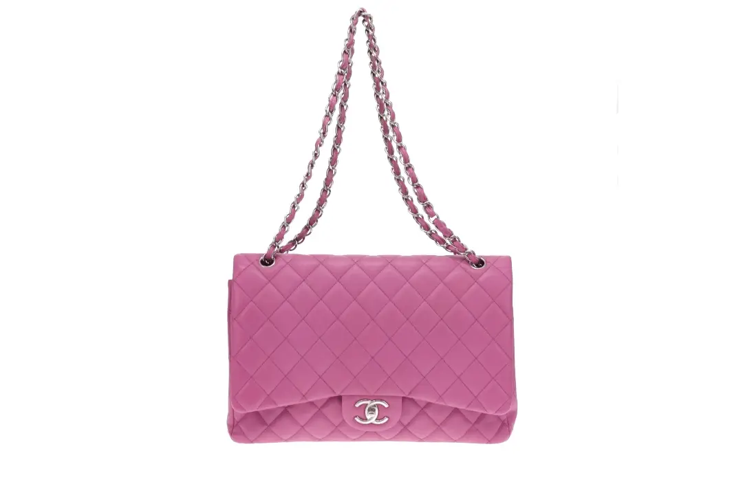 Chanel Pink Maxi Double Flap 14 Series - Image 3