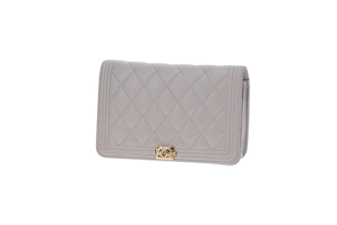 Chanel Wallet On Chain Boy Quilted Lambskin Grey 2018 - Image 15