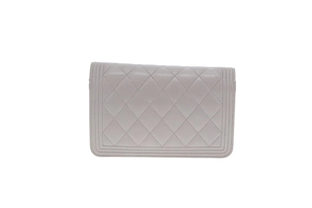 Chanel Wallet On Chain Boy Quilted Lambskin Grey 2018 - Image 7