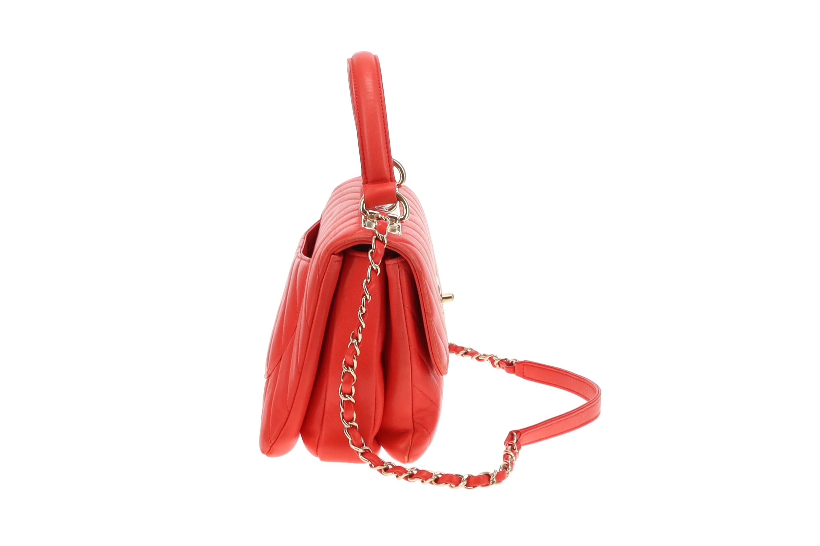 Chanel Trendy Small CC Top Handle Red Chevron 2019 - Image 7