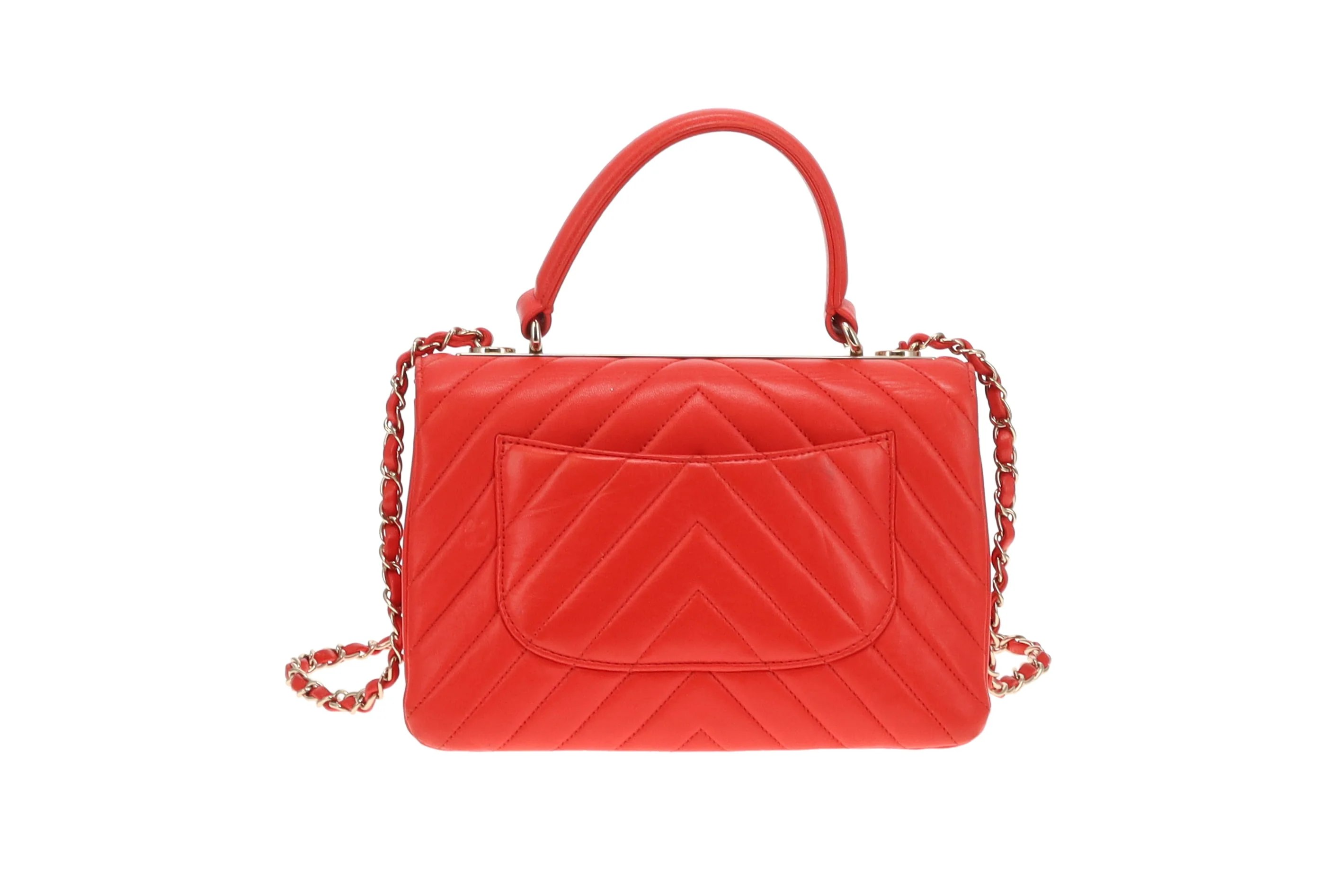 Chanel Trendy Small CC Top Handle Red Chevron 2019 - Image 8