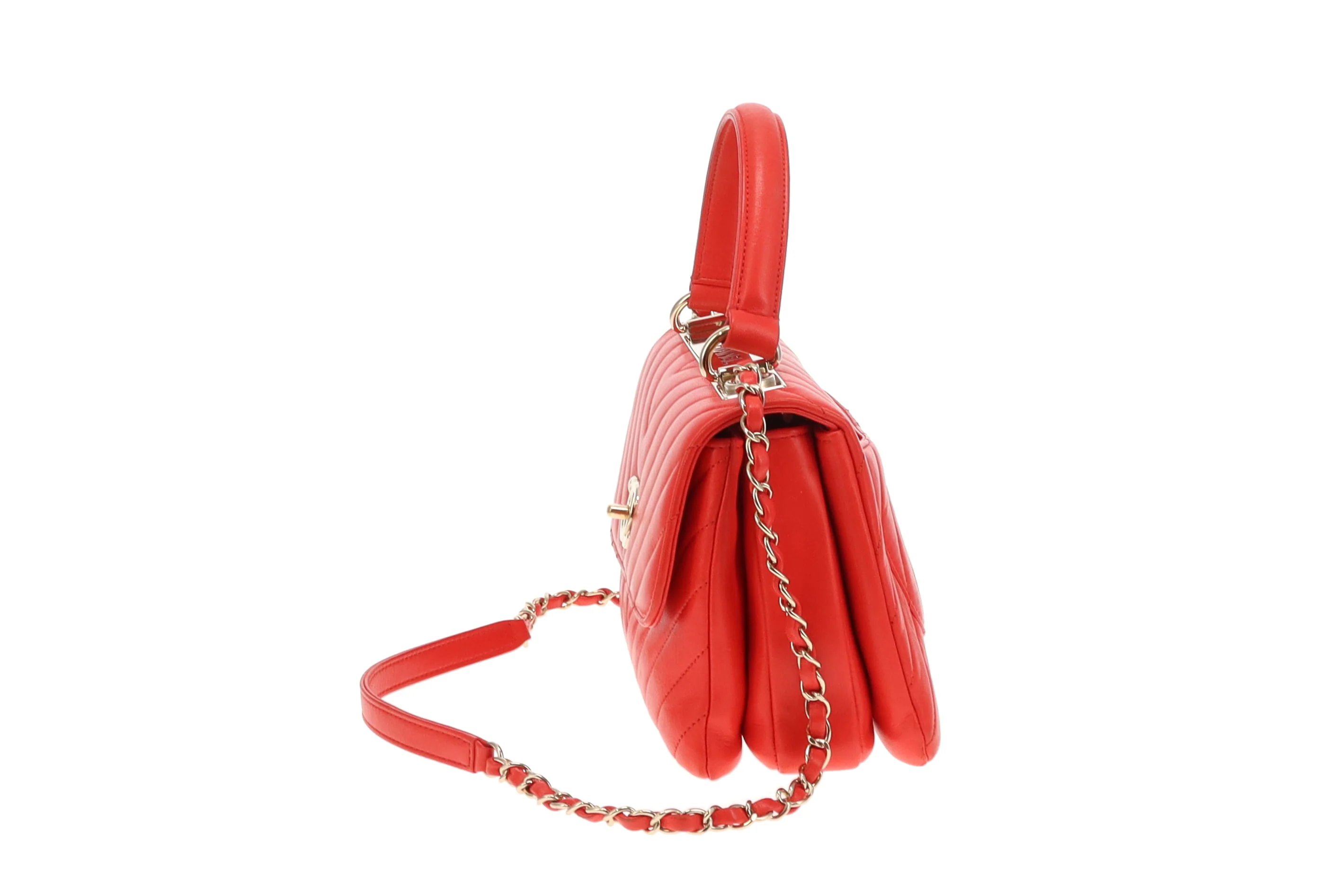 Chanel Trendy Small CC Top Handle Red Chevron 2019 - Image 9