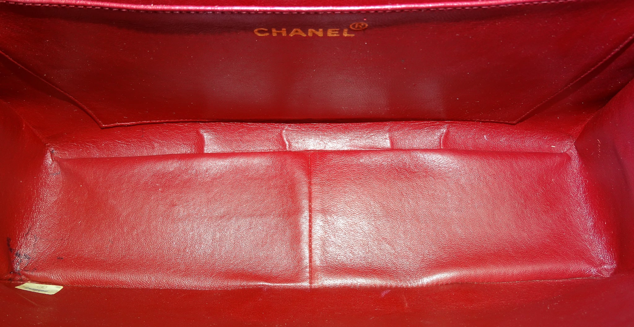 Chanel Red Lambskin Vintage Maxi Single Flap 1991/94 - Image 12