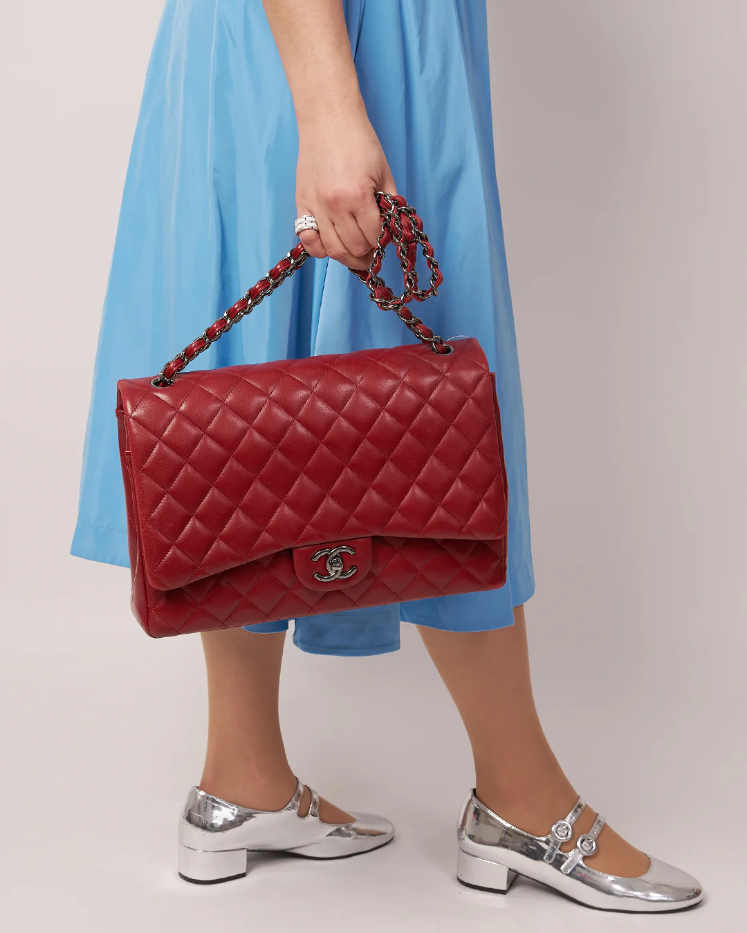 Chanel Classic Maxi Double Flap Rouge Leather SH 2013/14 - Image 4