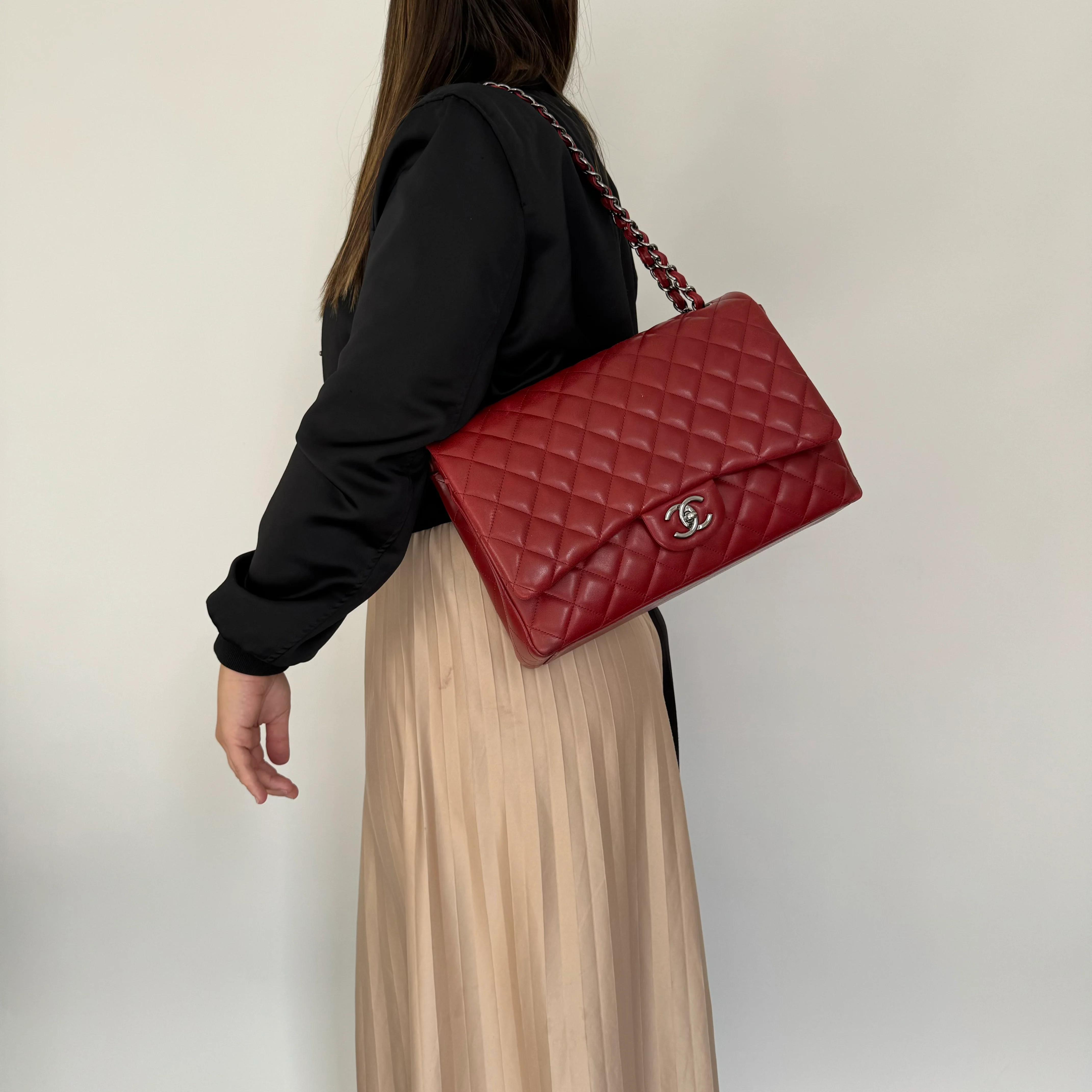 Chanel Classic Maxi Double Flap Rouge Leather SH 2013/14 - Image 5