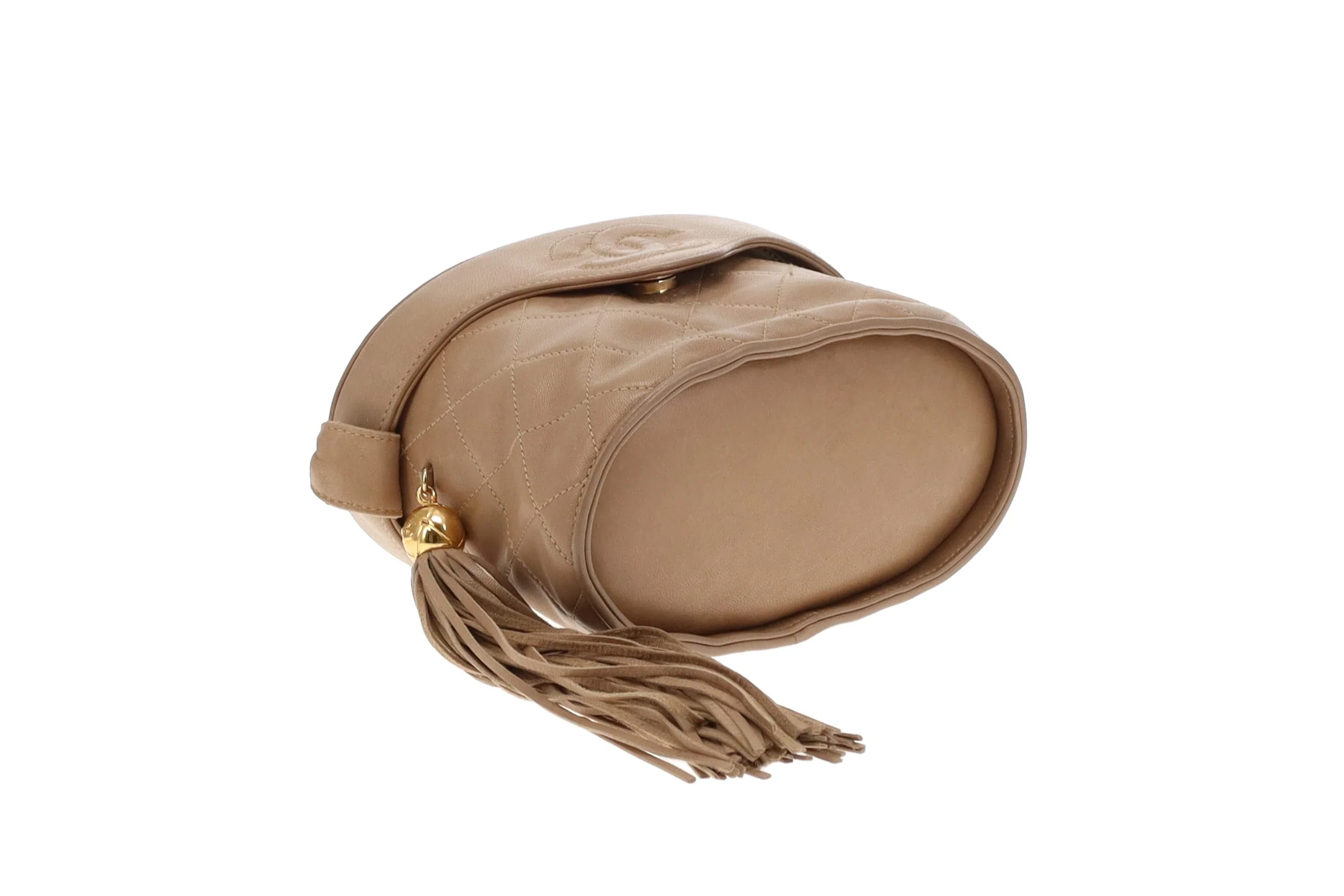 Chanel Tassel Vanity Bag Beige Quilted Lambskin Vintage - Image 12