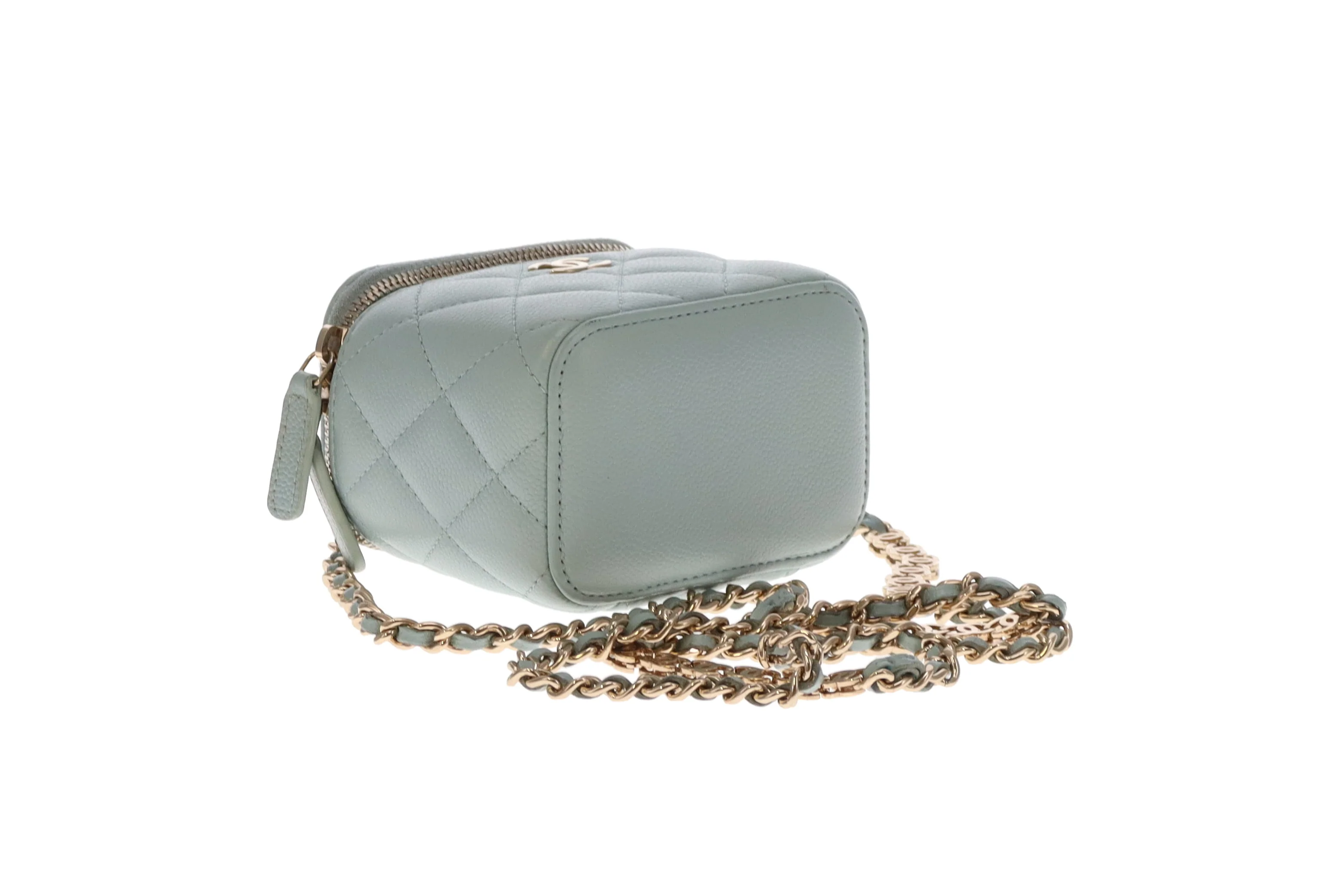 Chanel Vanity Mini Duck Egg Blue Caviar CC Chain Detail 2021 - Image 14
