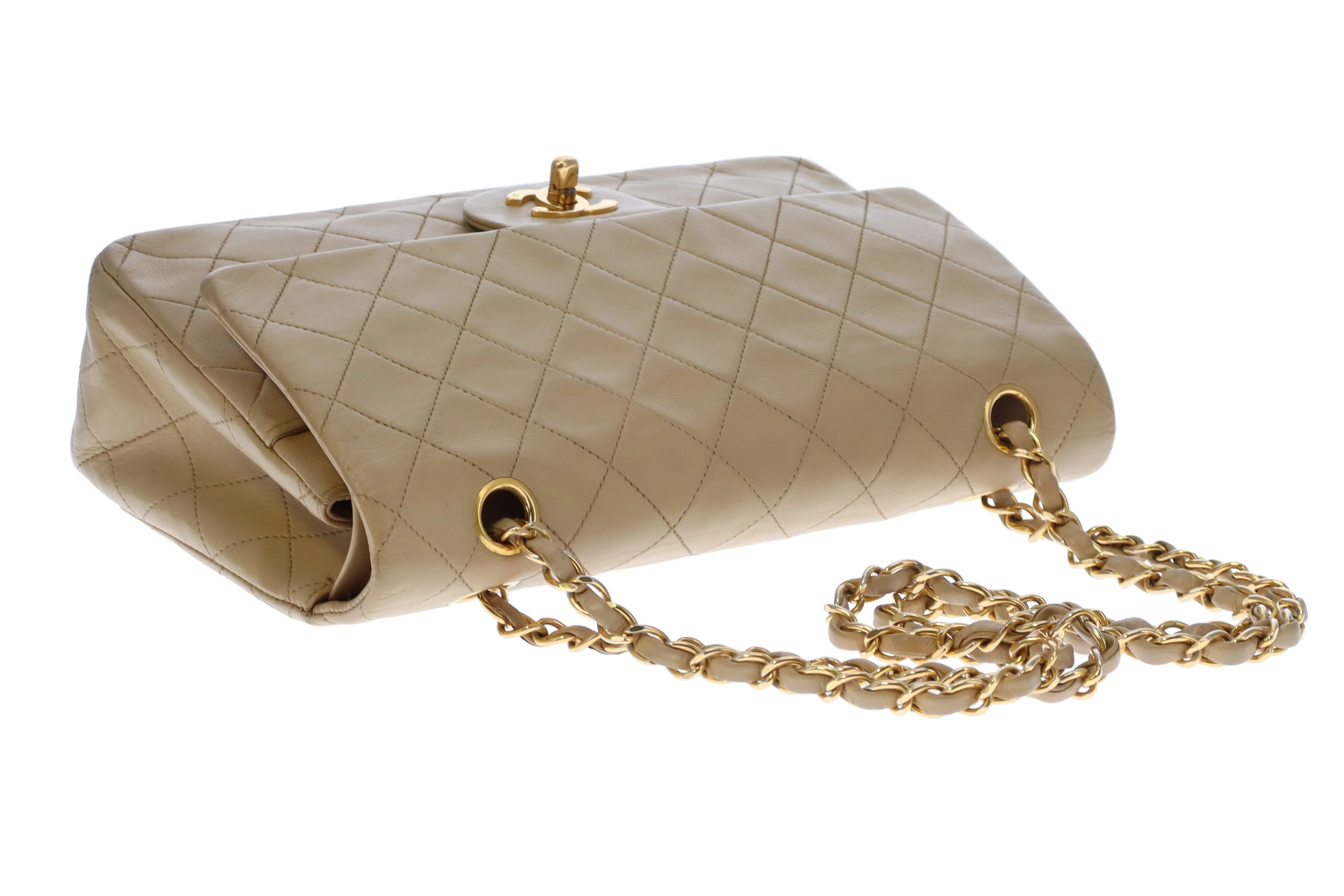 Chanel Classic Medium Double Flap Vintage Beige Lambskin GH (1991/94) - Image 13