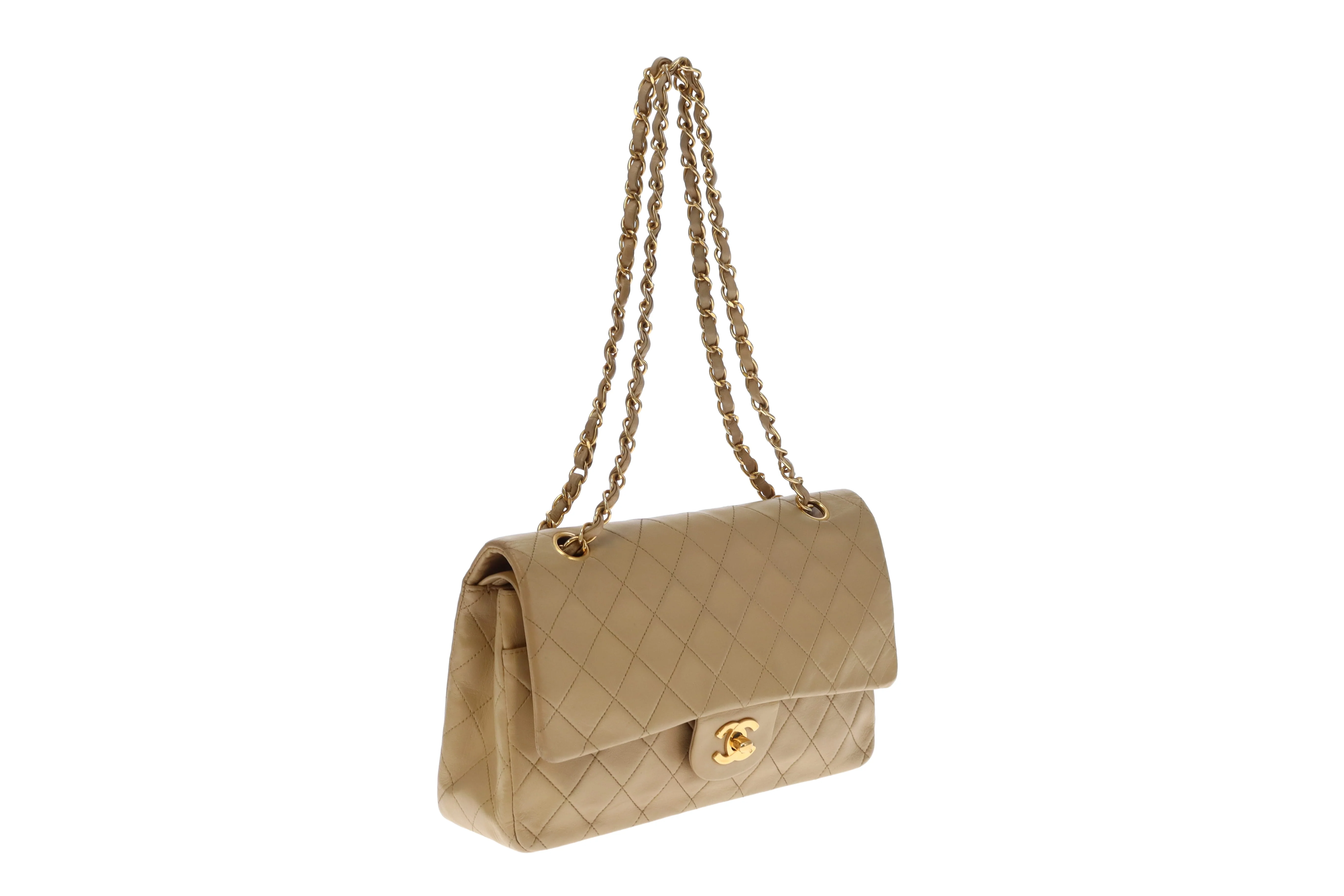 Chanel Classic Medium Double Flap Vintage Beige Lambskin GH (1991/94) - Image 7