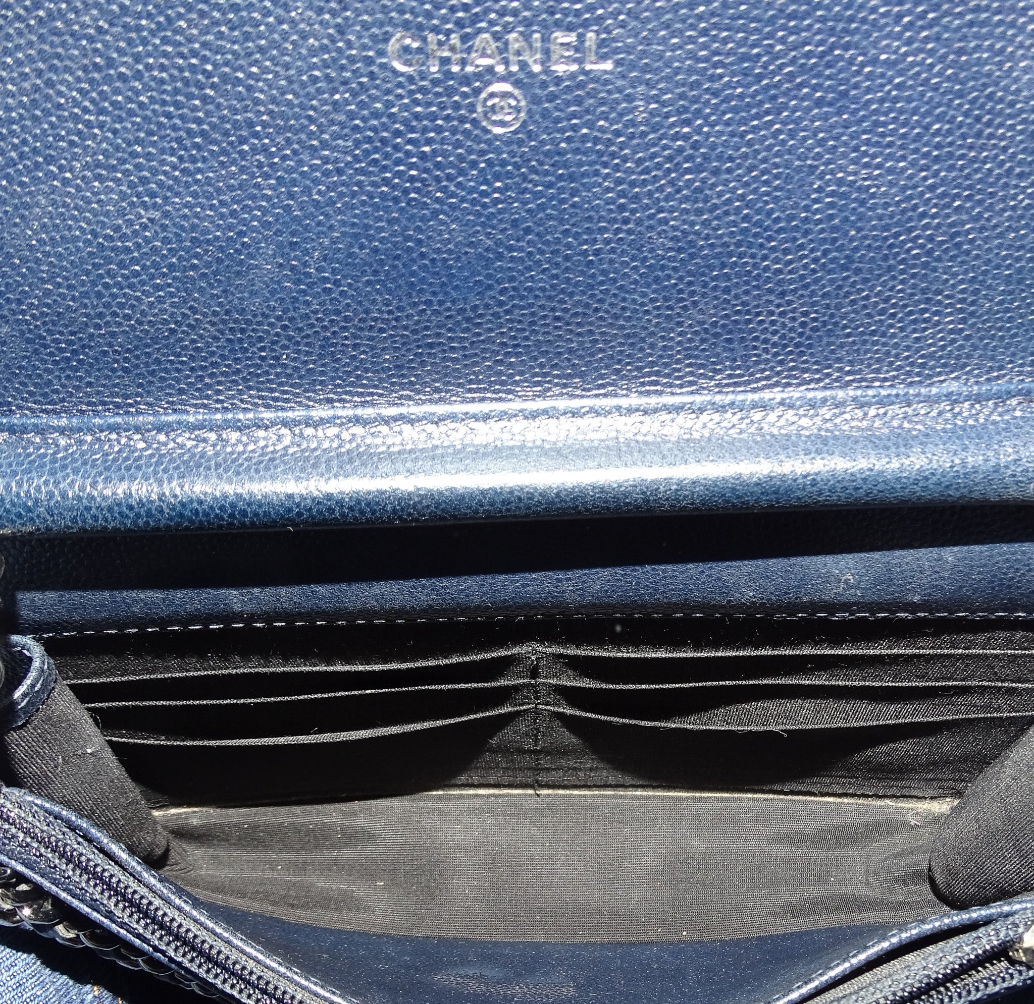 Chanel Wallet On Chain Navy Caviar Leather Silver Hardware 2013/14 - Image 14