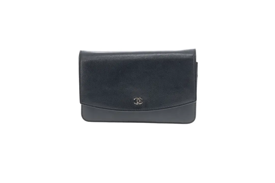Chanel Wallet On Chain Navy Caviar Leather Silver Hardware 2013/14 - Image 4