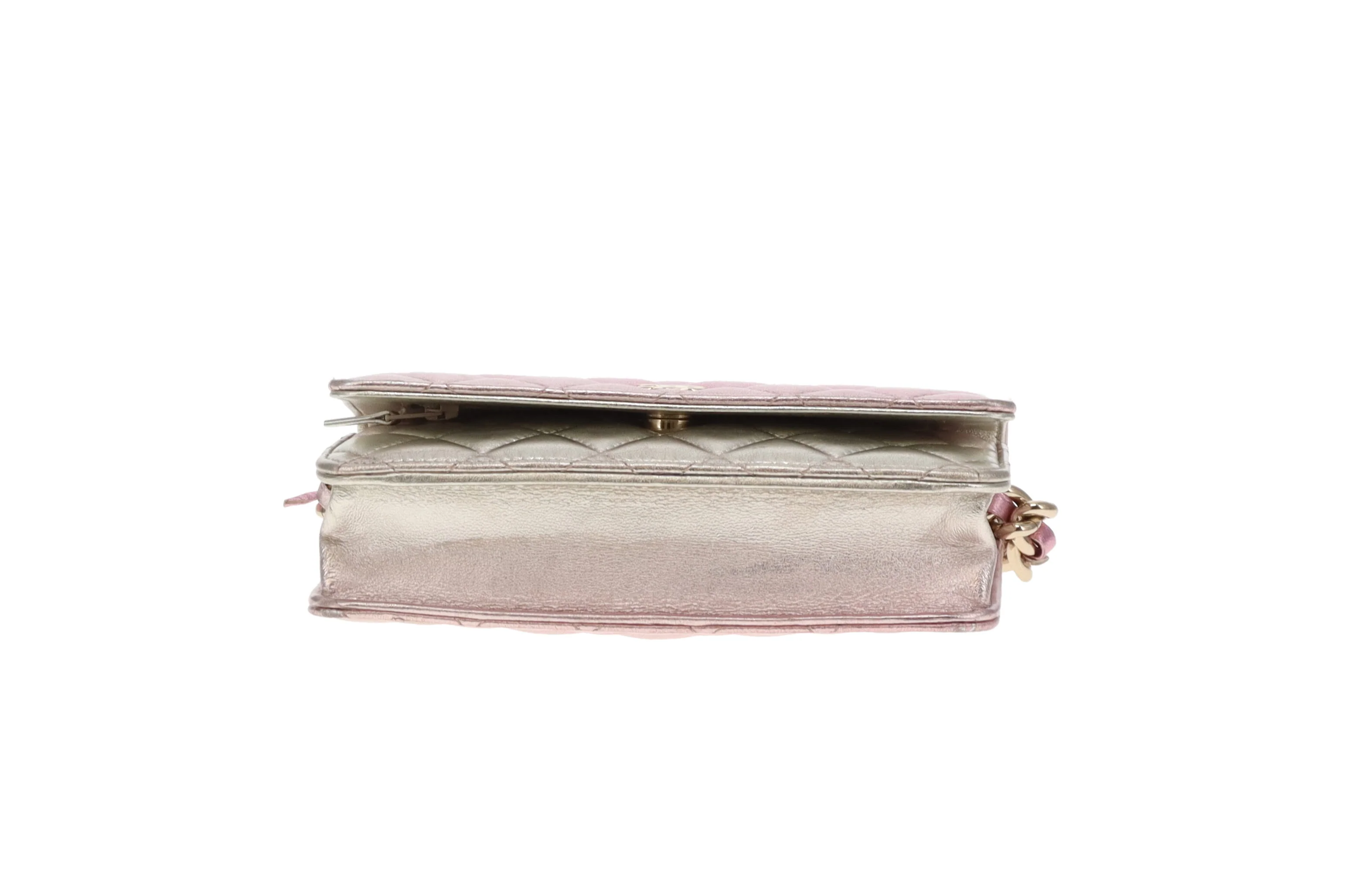 Chanel Wallet on Chain Pink Gradient Iridescent with Chunky Chain (NFID) - Image 10