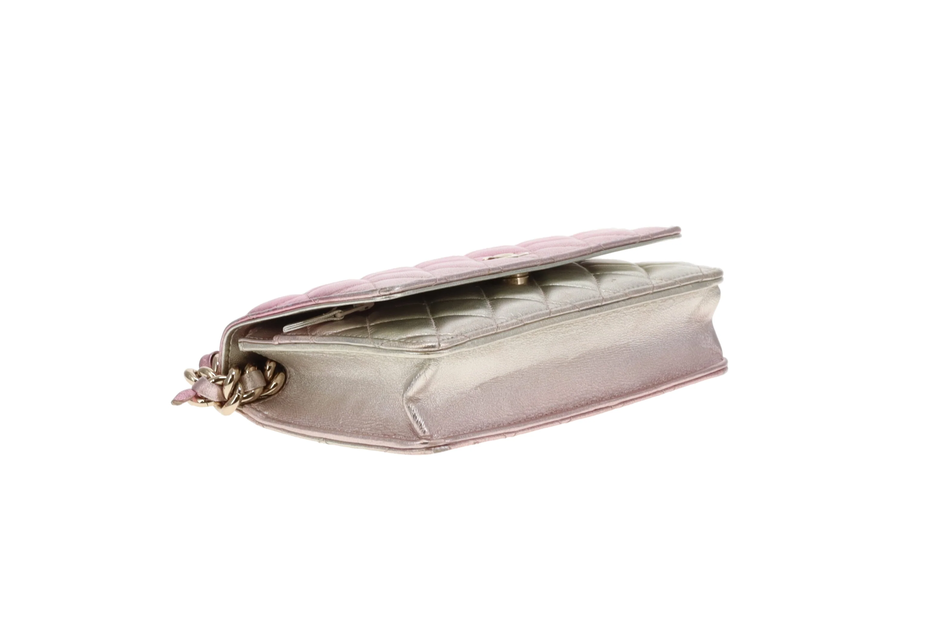 Chanel Wallet on Chain Pink Gradient Iridescent with Chunky Chain (NFID) - Image 11