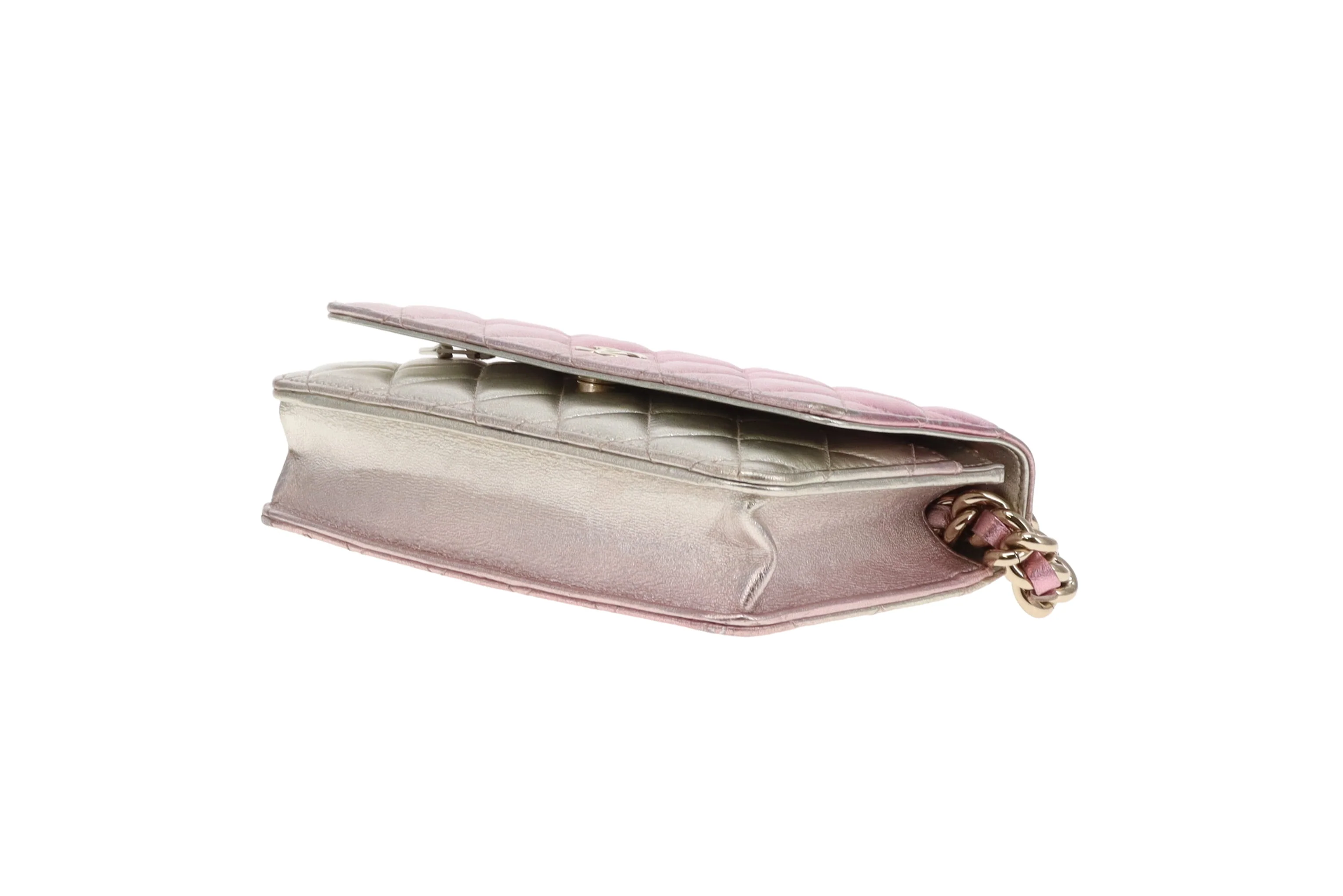 Chanel Wallet on Chain Pink Gradient Iridescent with Chunky Chain (NFID) - Image 12