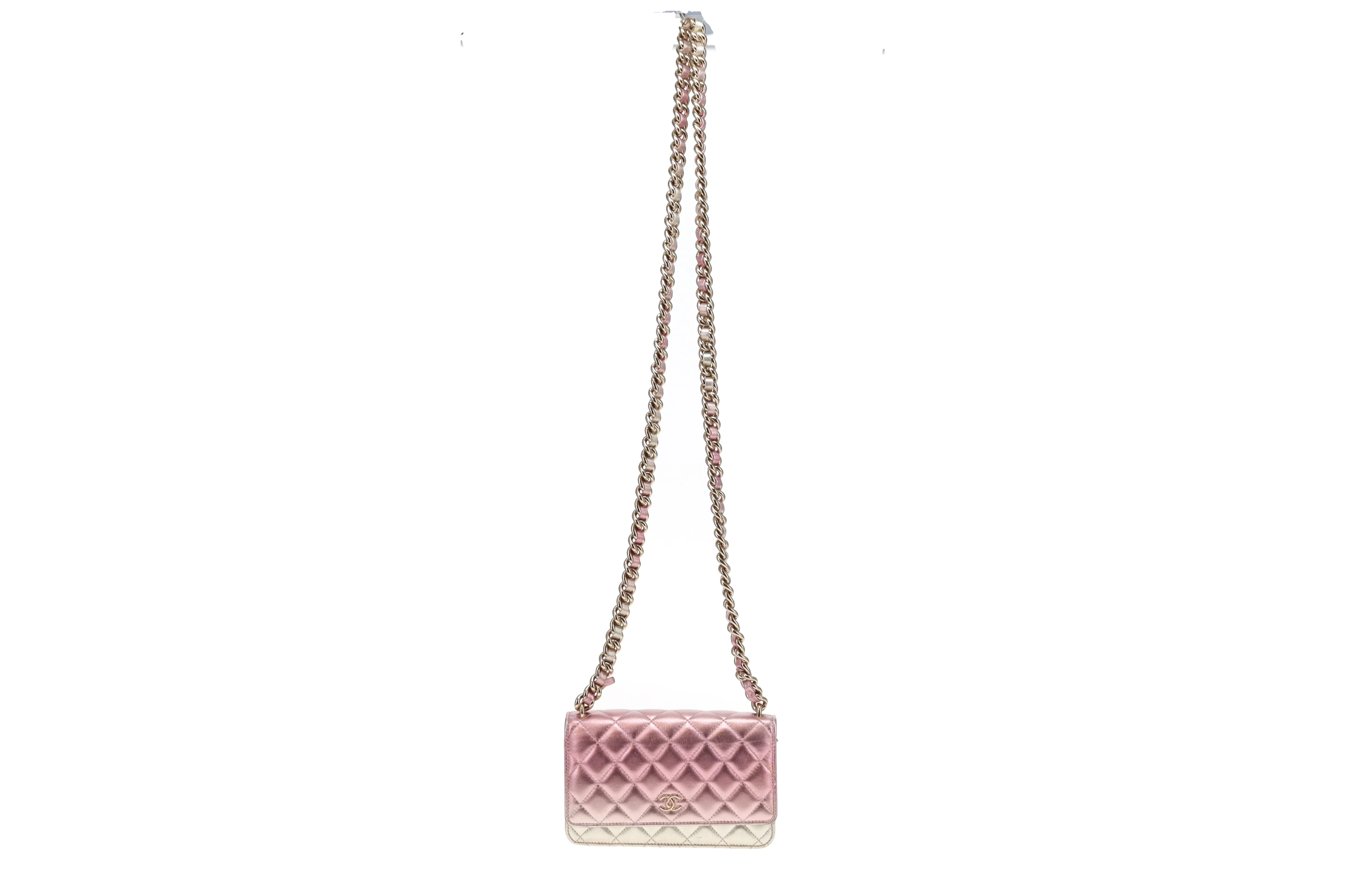 Chanel Wallet on Chain Pink Gradient Iridescent with Chunky Chain (NFID) - Image 13