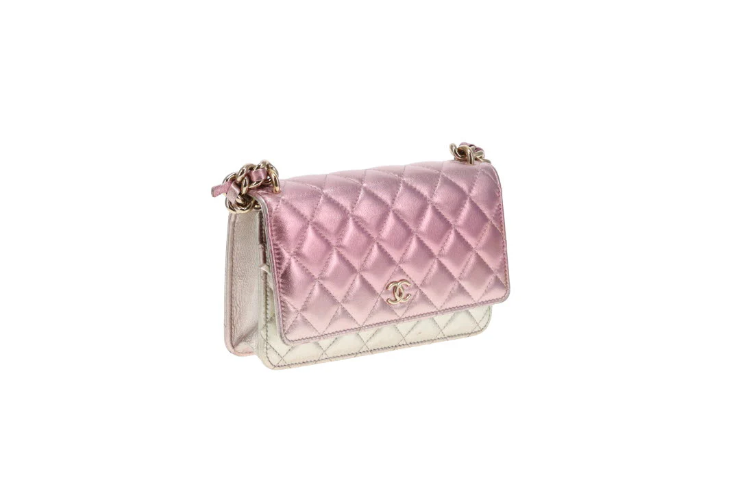 Chanel Wallet on Chain Pink Gradient Iridescent with Chunky Chain (NFID) - Image 5