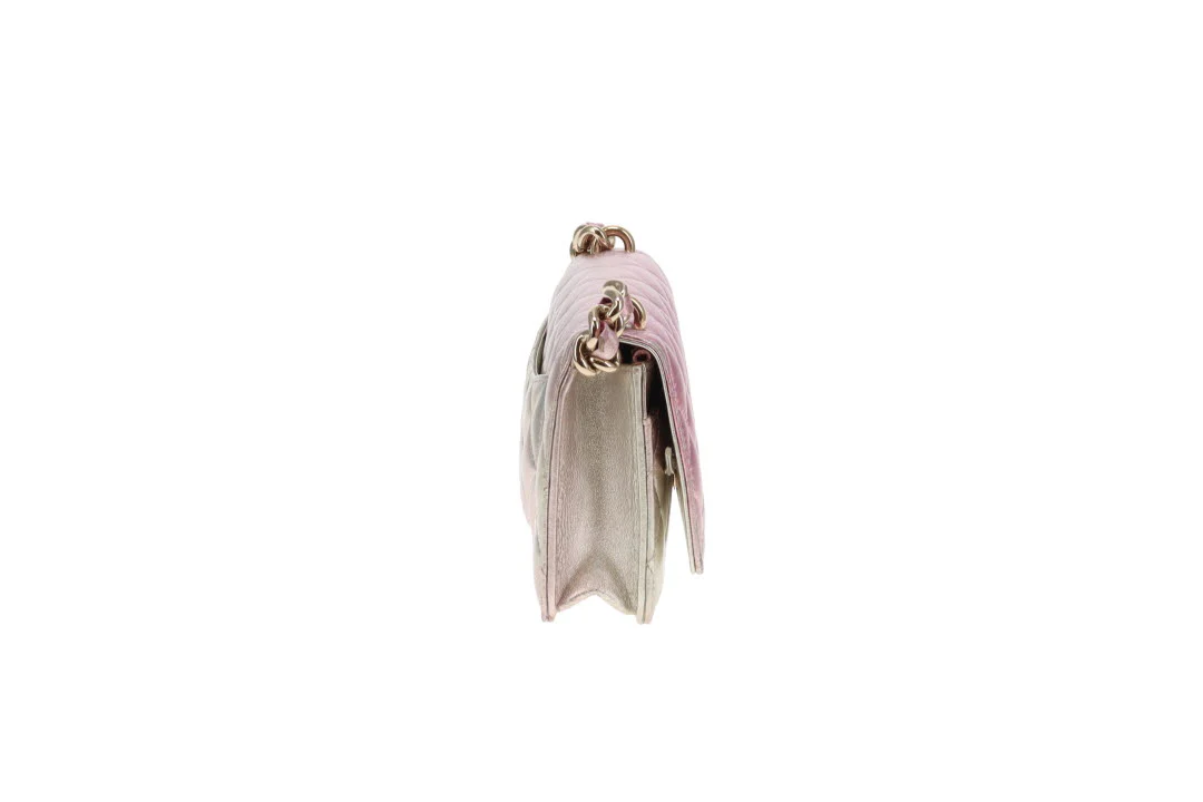 Chanel Wallet on Chain Pink Gradient Iridescent with Chunky Chain (NFID) - Image 6