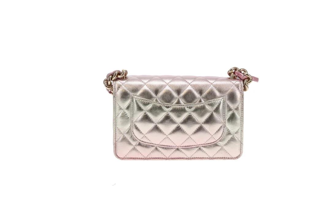 Chanel Wallet on Chain Pink Gradient Iridescent with Chunky Chain (NFID) - Image 7