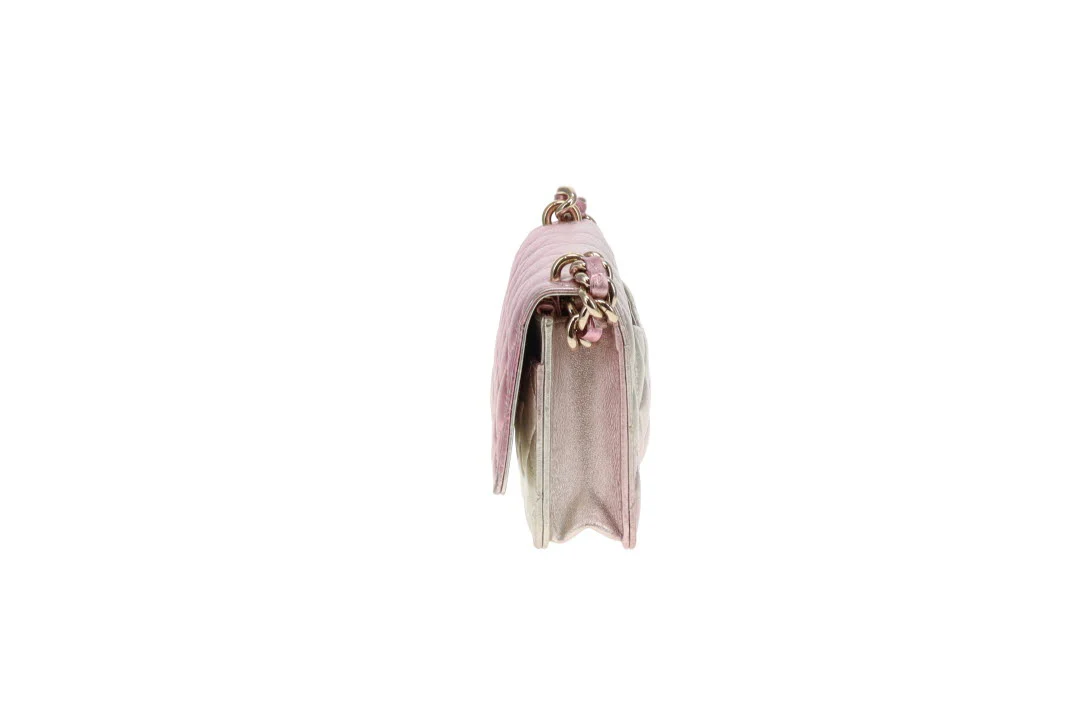 Chanel Wallet on Chain Pink Gradient Iridescent with Chunky Chain (NFID) - Image 8