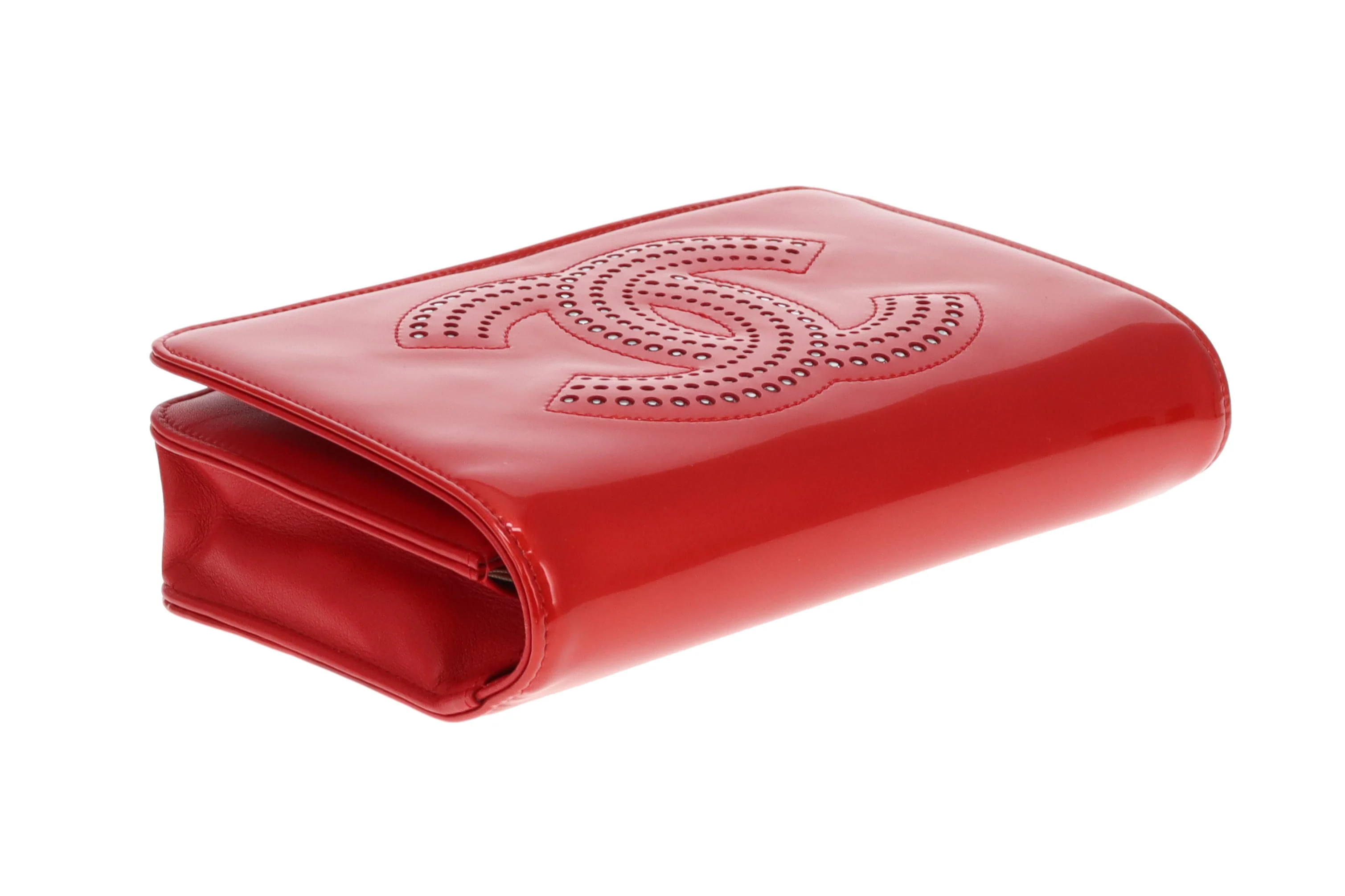 Chanel Wallet On Chain Strass CC Red Patent Leather 2009 - Image 11