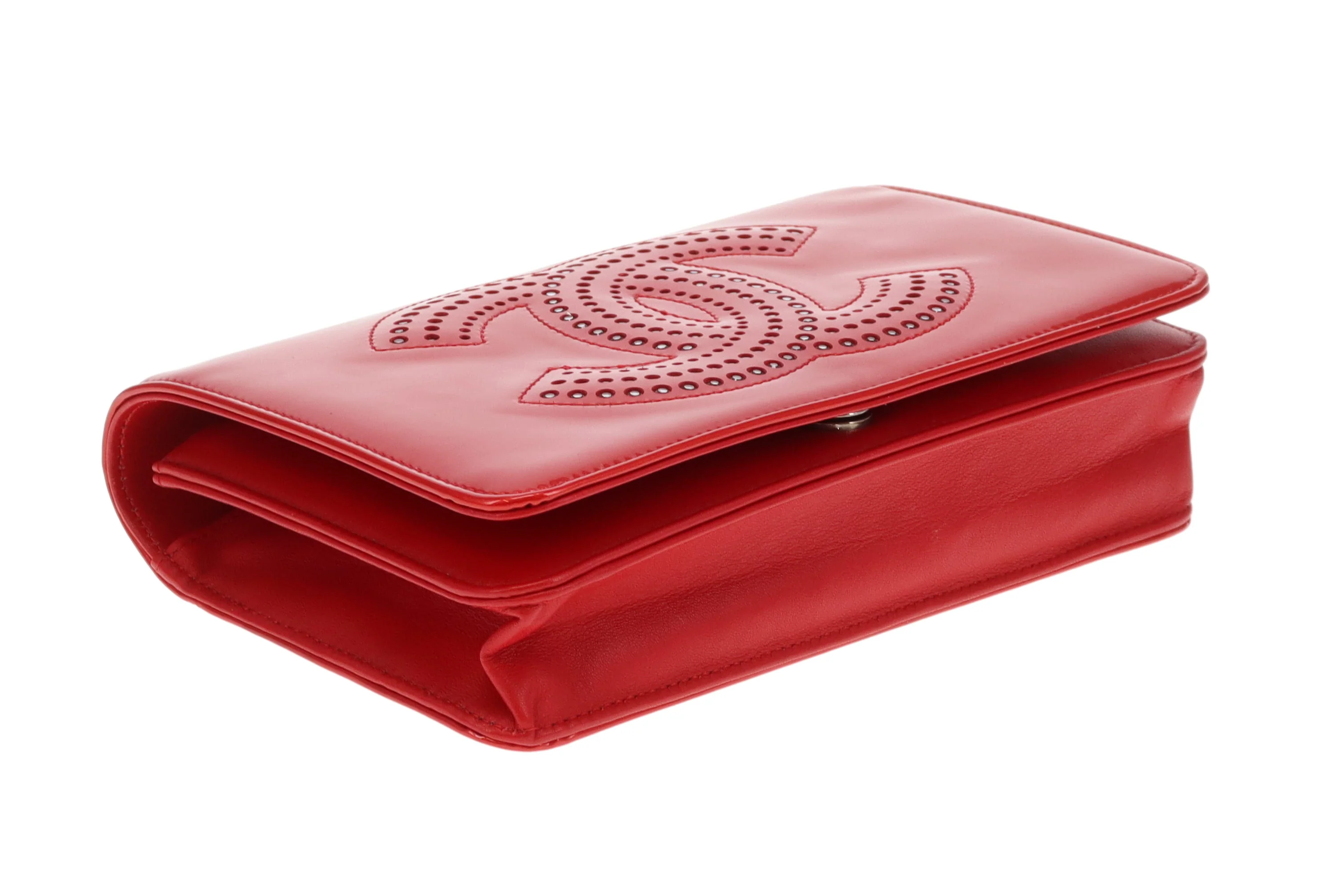 Chanel Wallet On Chain Strass CC Red Patent Leather 2009 - Image 13