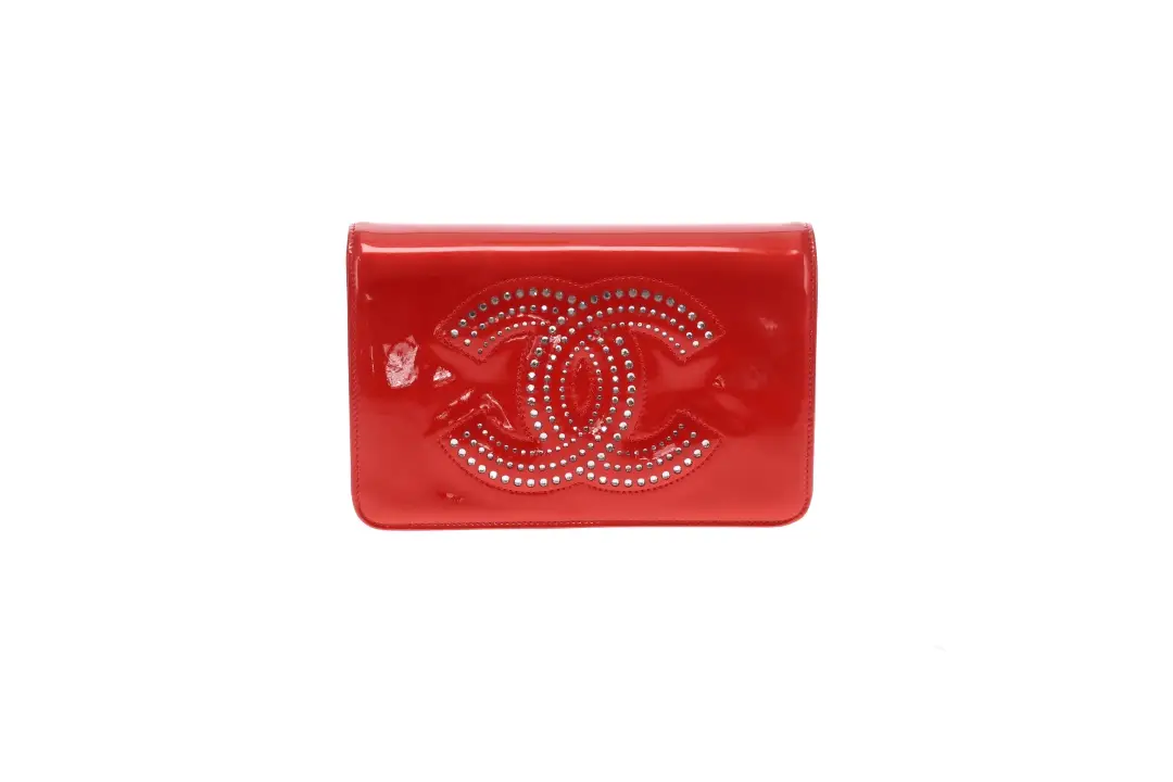 Chanel Wallet On Chain Strass CC Red Patent Leather 2009 - Image 4