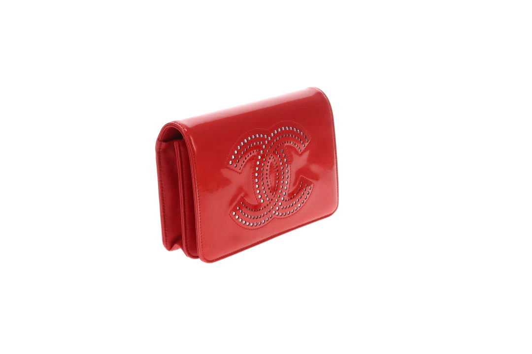 Chanel Wallet On Chain Strass CC Red Patent Leather 2009 - Image 5