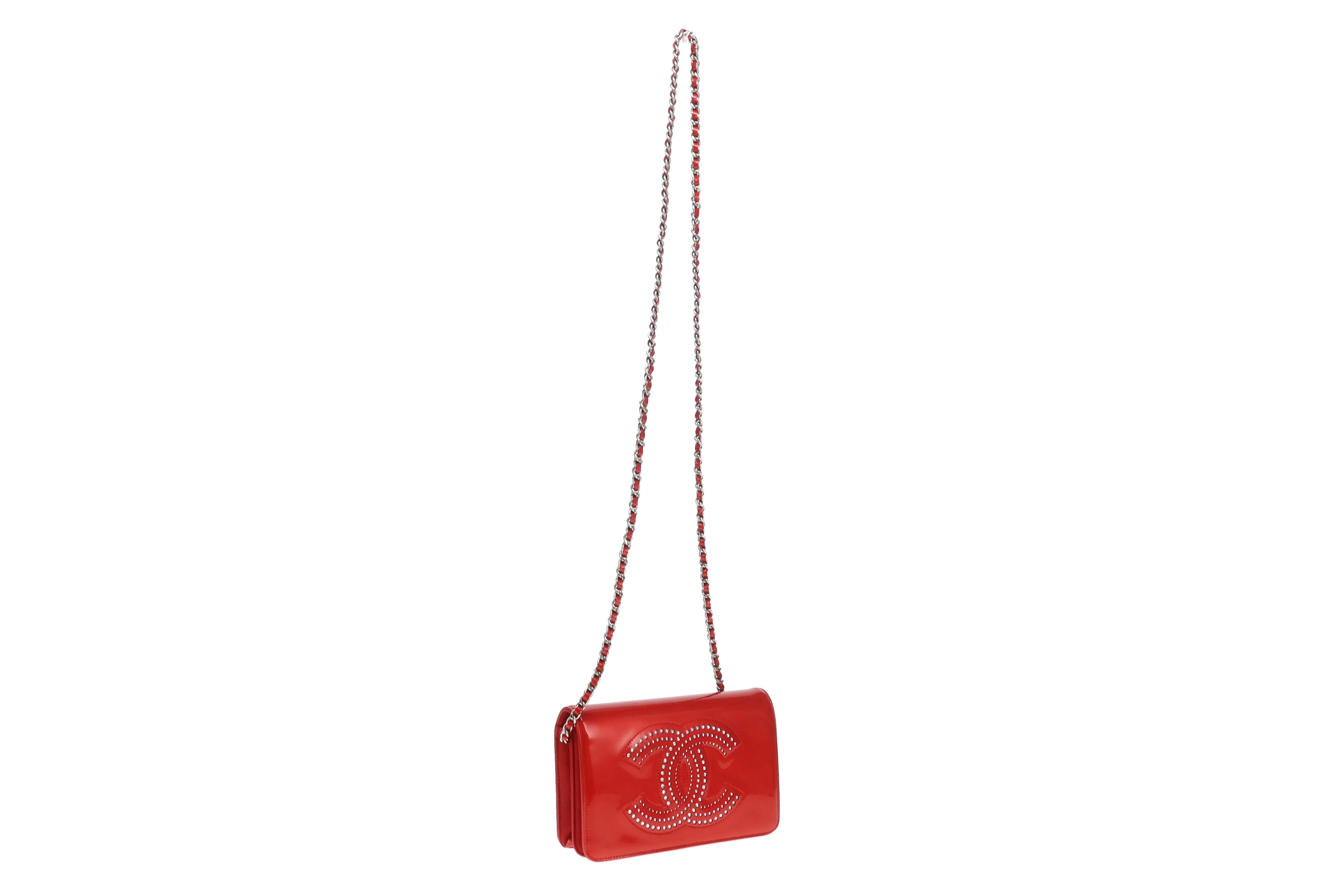 Chanel Wallet On Chain Strass CC Red Patent Leather 2009 - Image 6