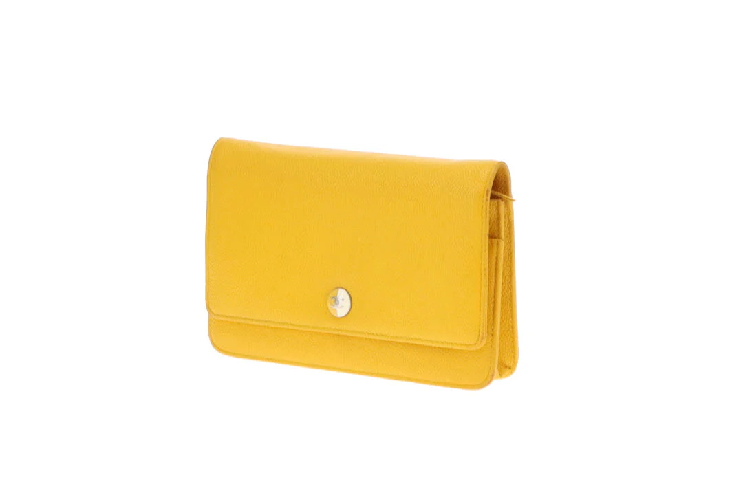 Chanel Wallet On Chain Timeless Caviar Yellow - Image 9