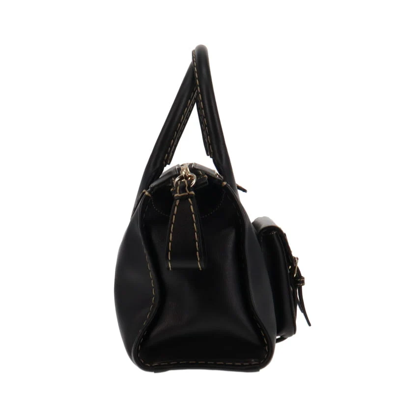 Chloe Edith Medium Top Stitch Day Bag Black - Image 4