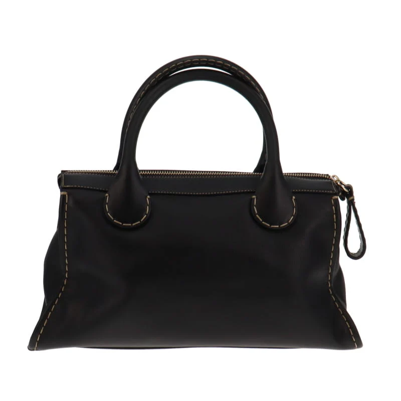 Chloe Edith Medium Top Stitch Day Bag Black - Image 5