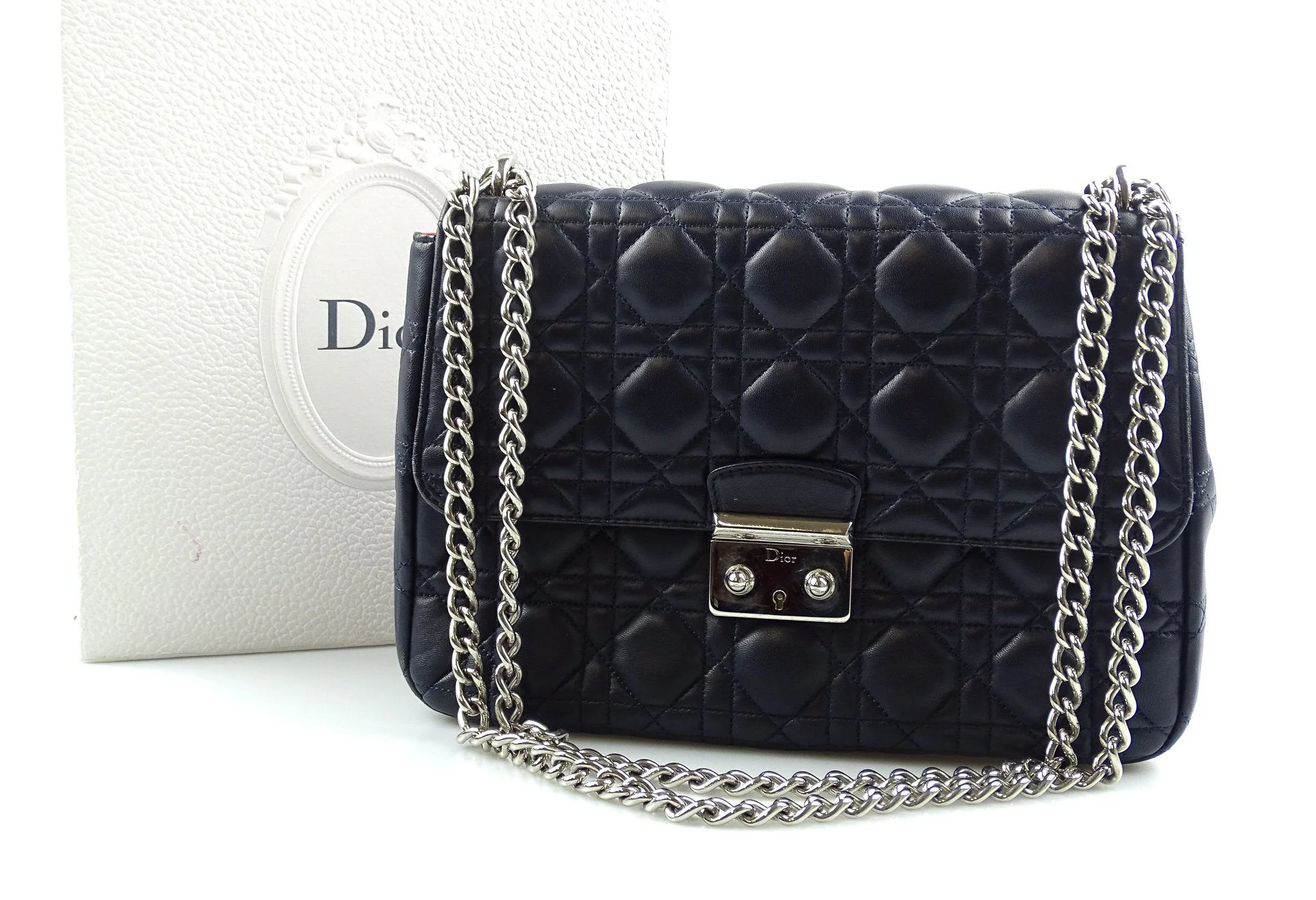 Dior Cannage Large Navy Miss Dior Flap Chain Bag - Image 3