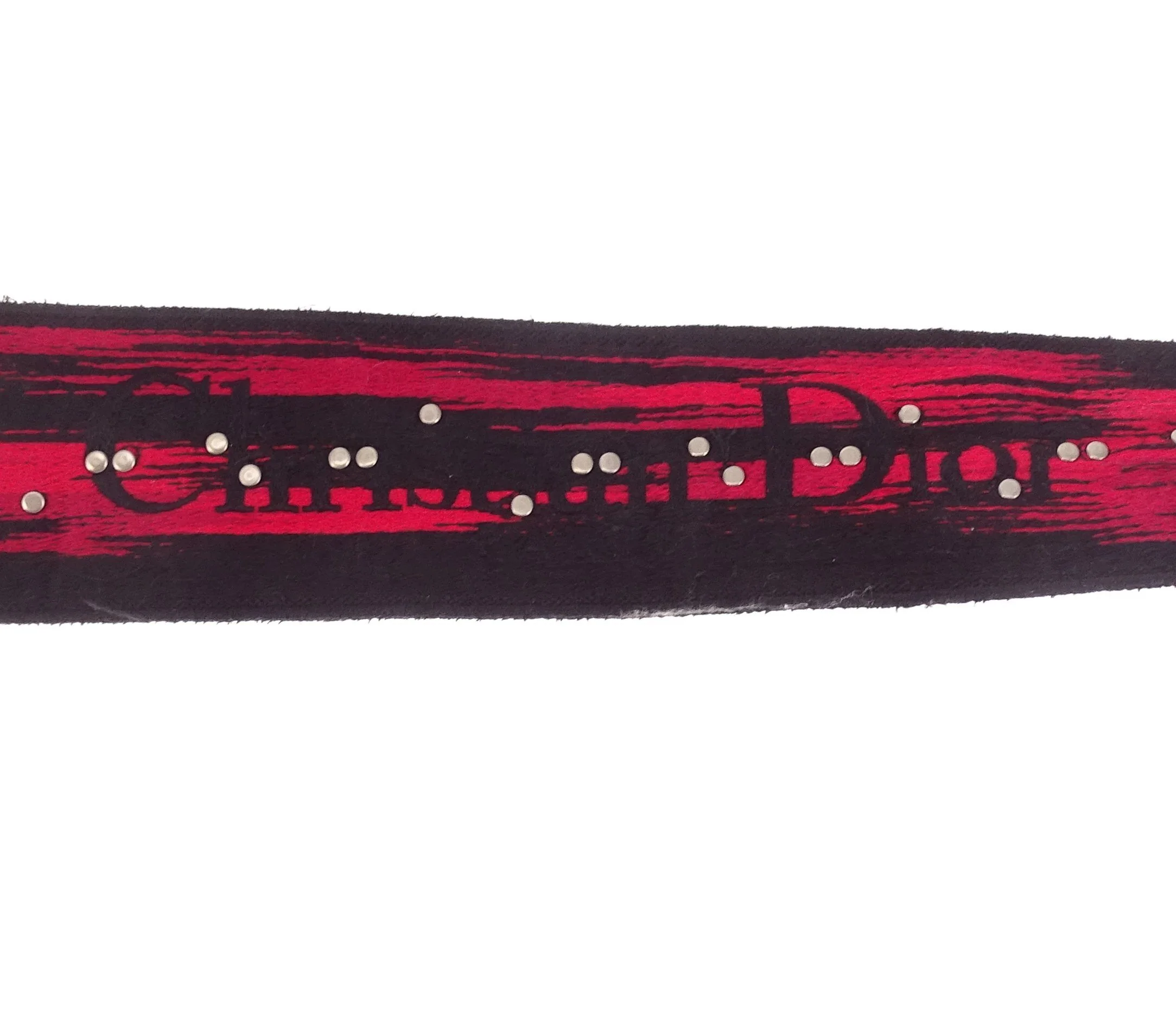 Christian Dior Red/Black Plaid Studded Canvas Shoulder Strap - Image 6