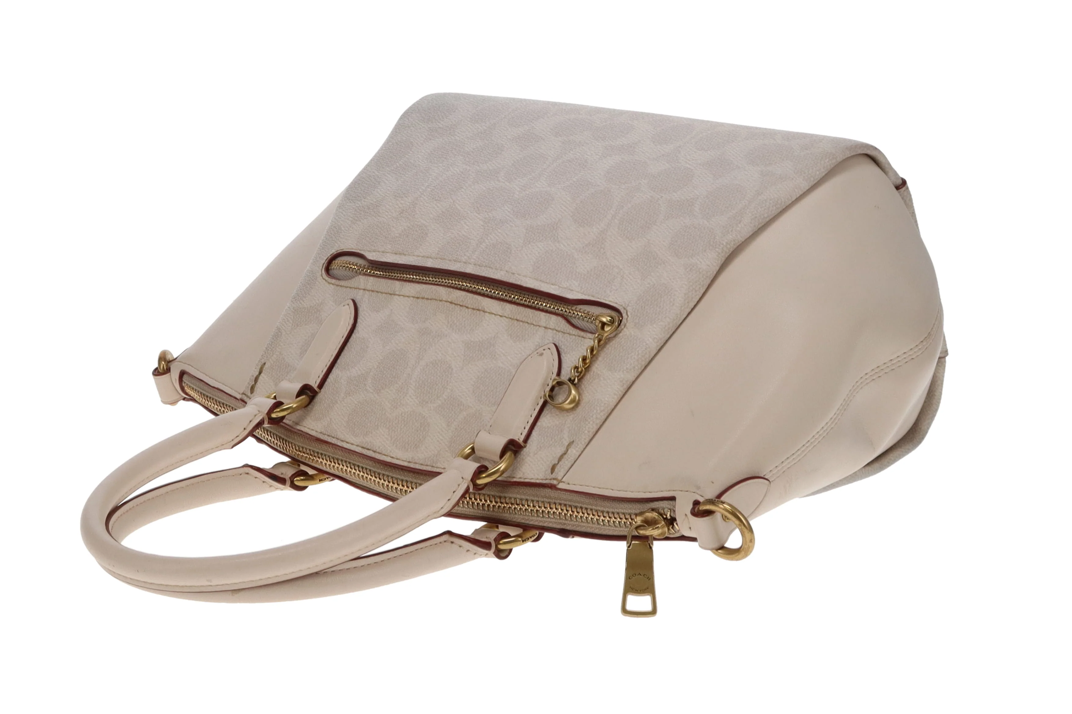 Coach Elise Satchel Cream Signature Canvas and Leather - Image 13