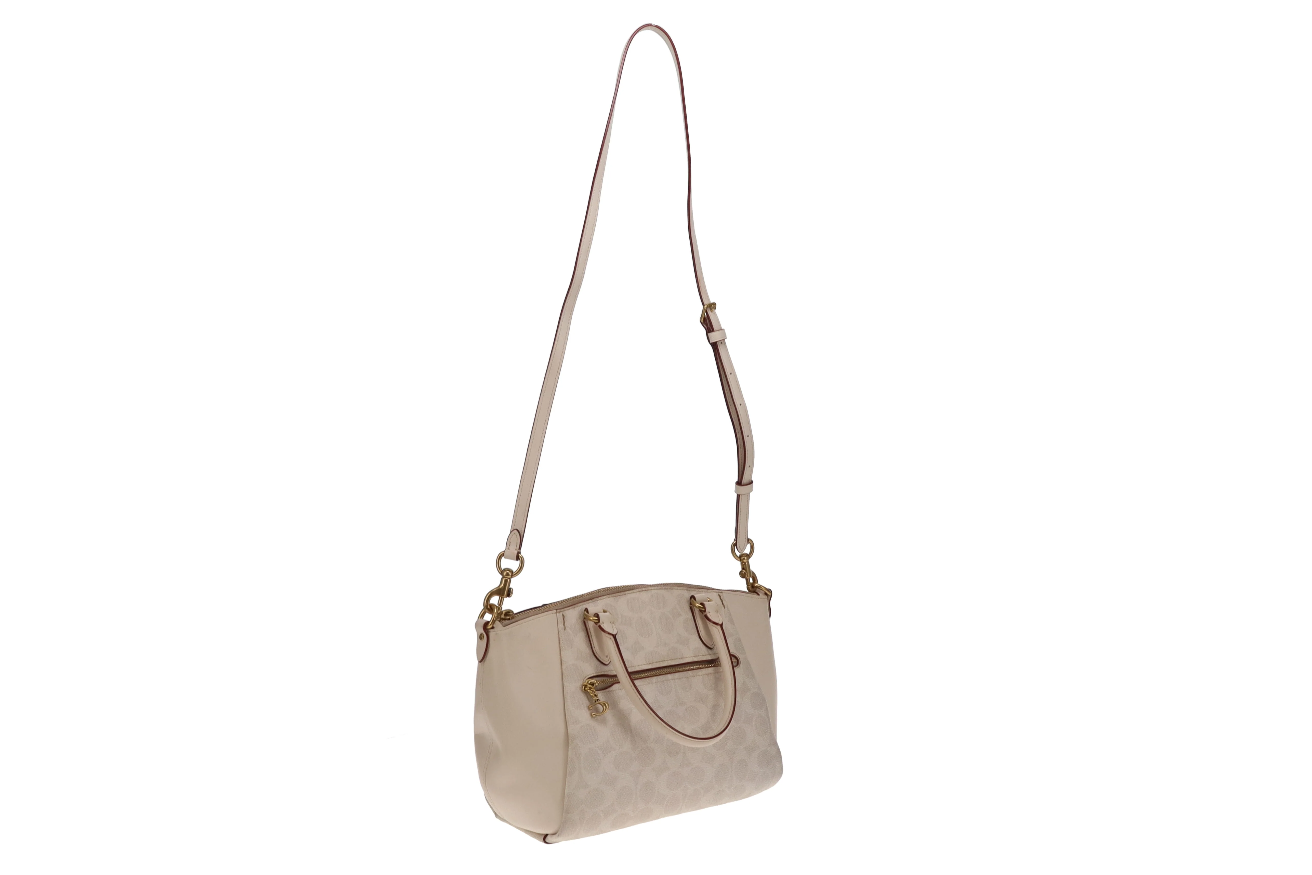 Coach Elise Satchel Cream Signature Canvas and Leather - Image 5