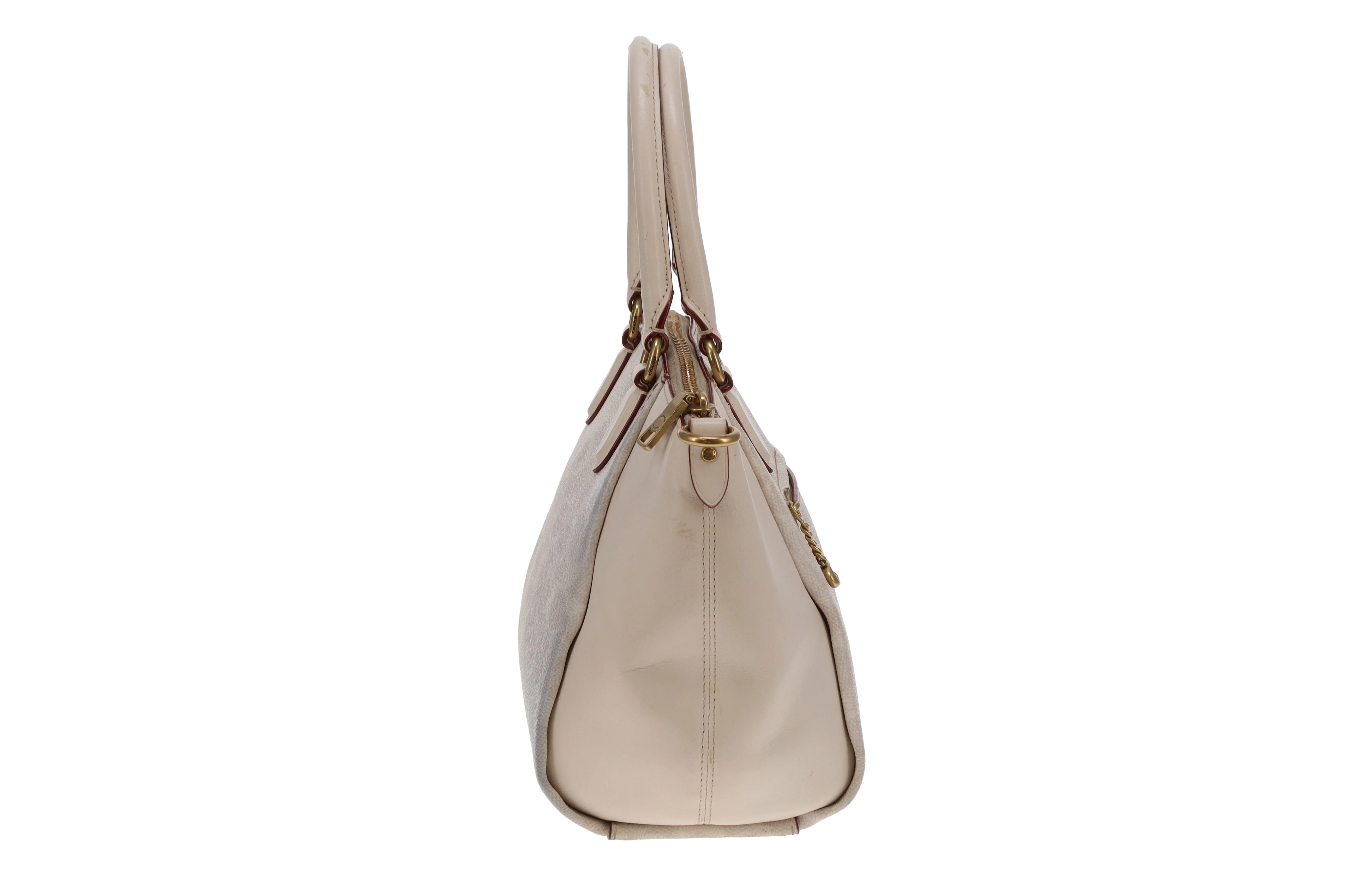 Coach Elise Satchel Cream Signature Canvas and Leather - Image 6