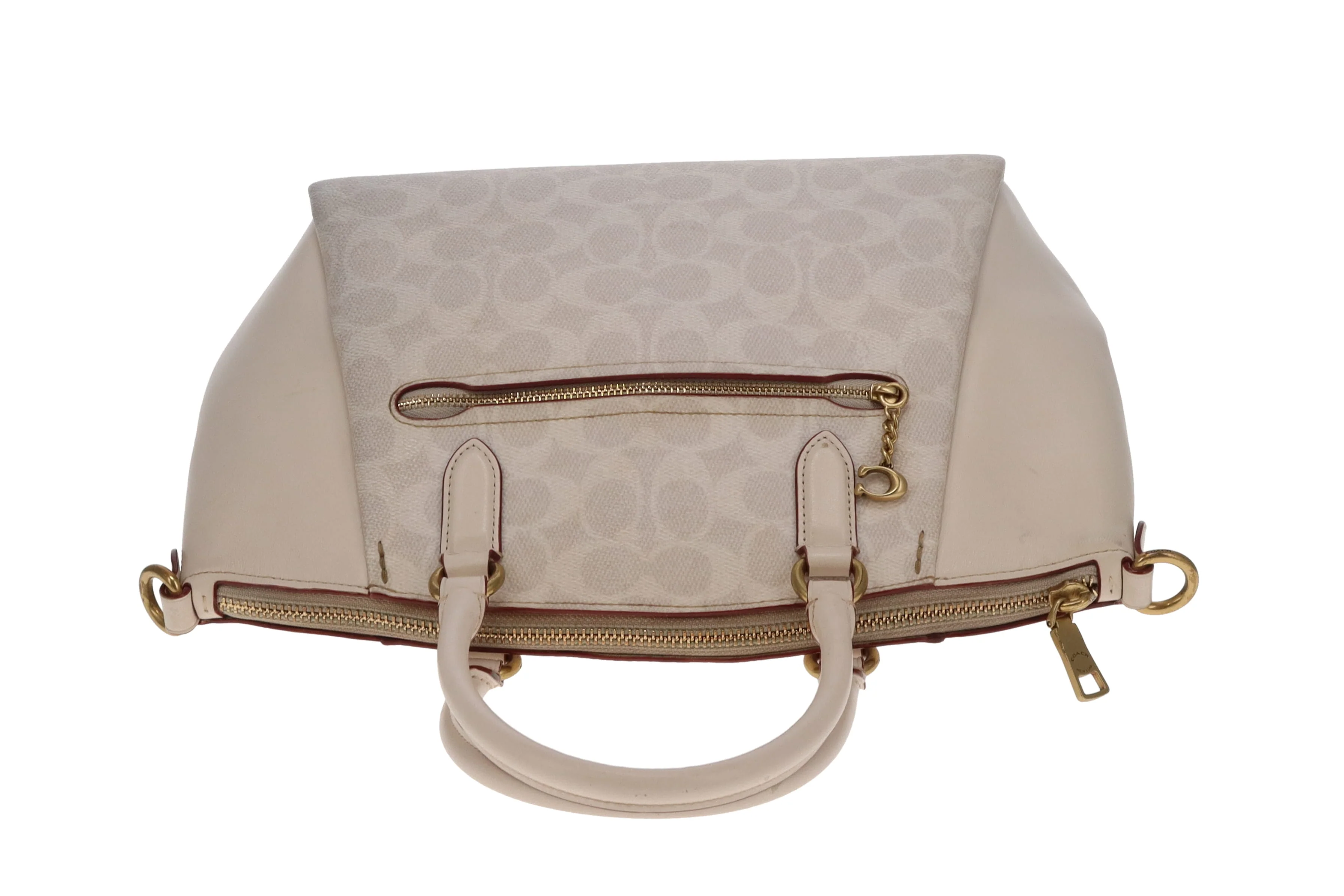 Coach Elise Satchel Cream Signature Canvas and Leather - Image 9