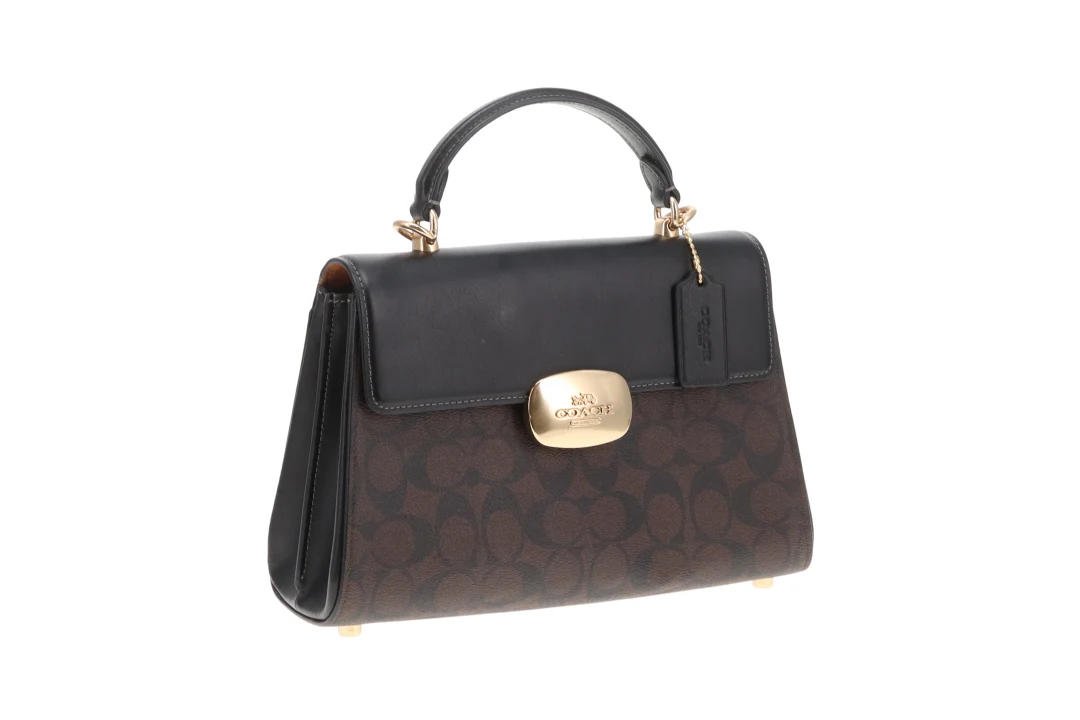 Coach Eliza Top Handle Bag In Brown Signature Canvas & Leather - Image 3