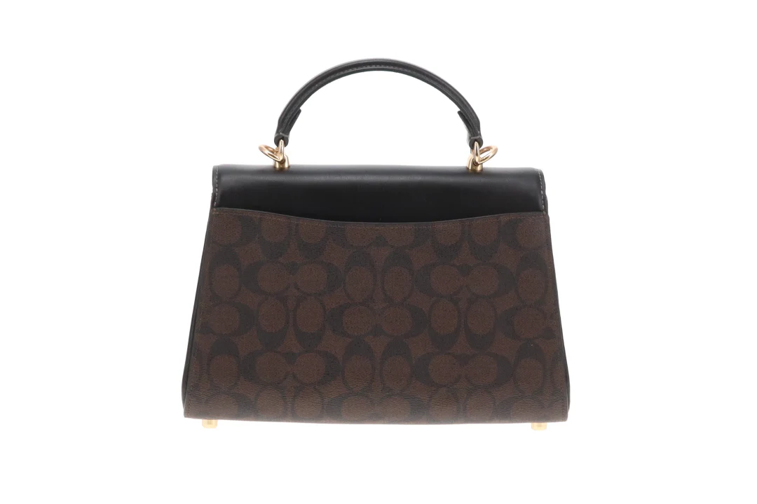 Coach Eliza Top Handle Bag In Brown Signature Canvas & Leather - Image 5