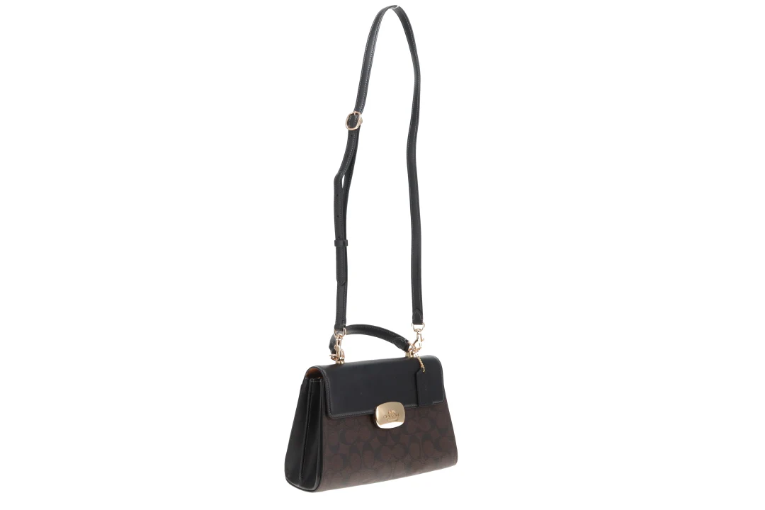 Coach Eliza Top Handle Bag In Brown Signature Canvas & Leather - Image 7