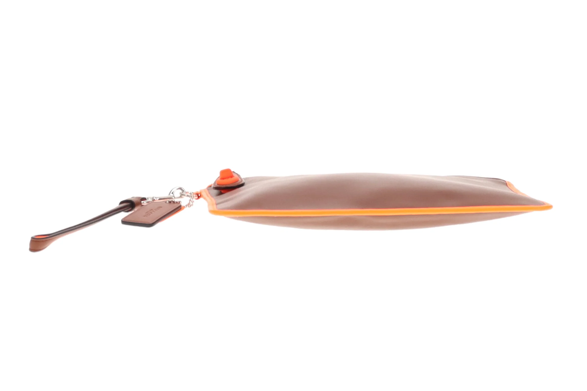 Coach Tan Leather Neon Orange Wristlet - Image 7