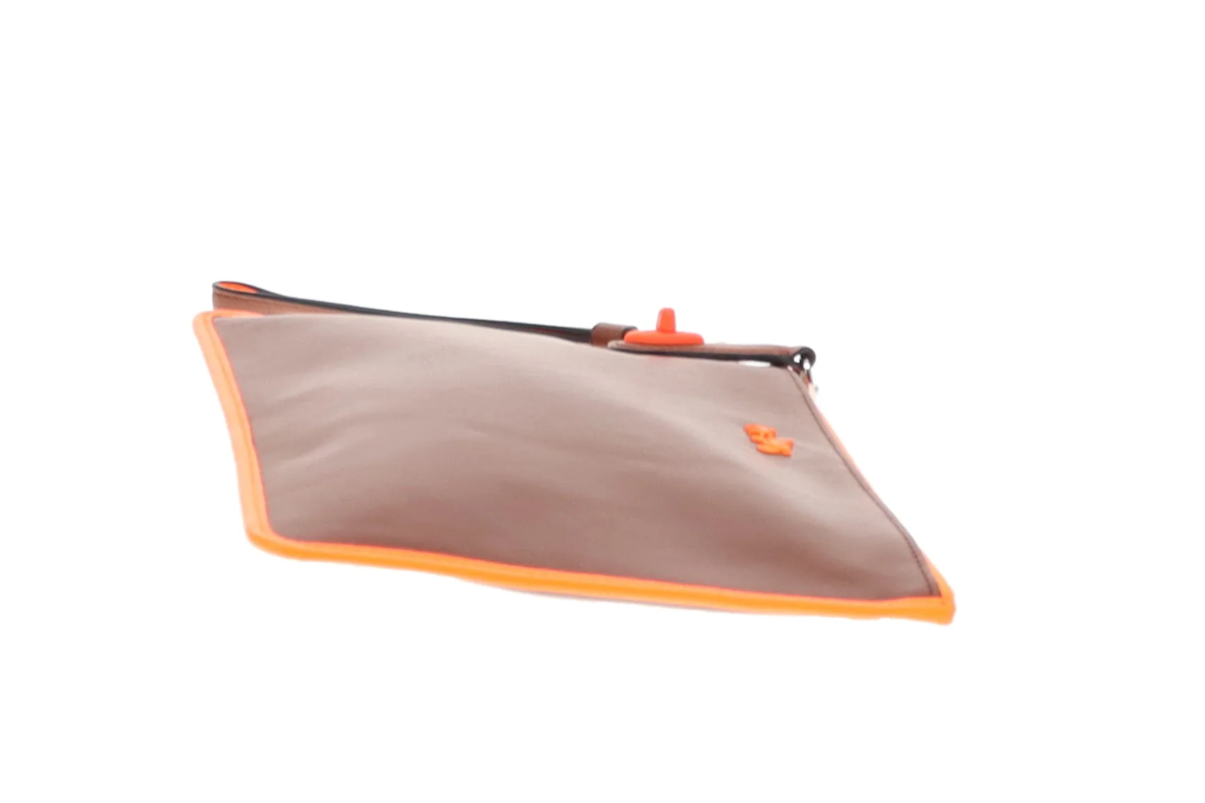 Coach Tan Leather Neon Orange Wristlet - Image 9