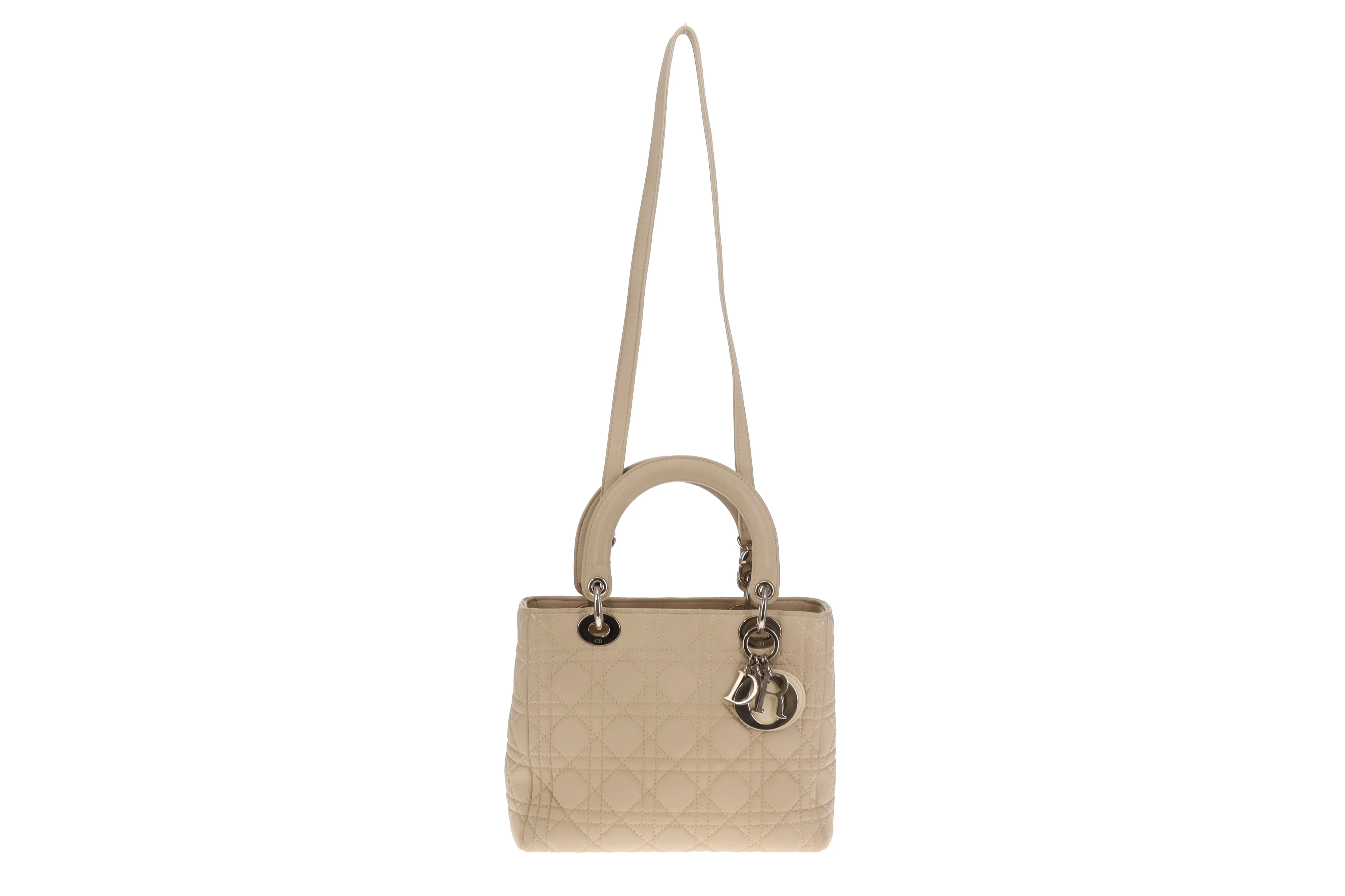 Dior Lady Dior Beige Cannage Calfskin Medium With Strap 2007 - Image 4