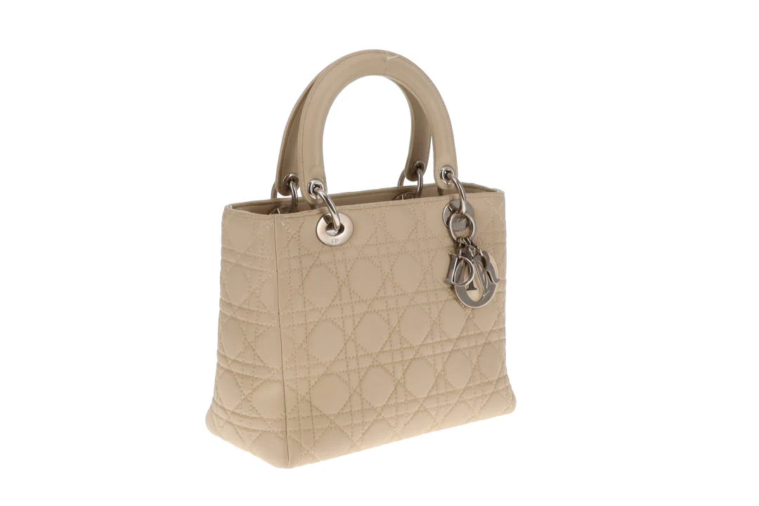 Dior Lady Dior Beige Cannage Calfskin Medium With Strap 2007 - Image 5