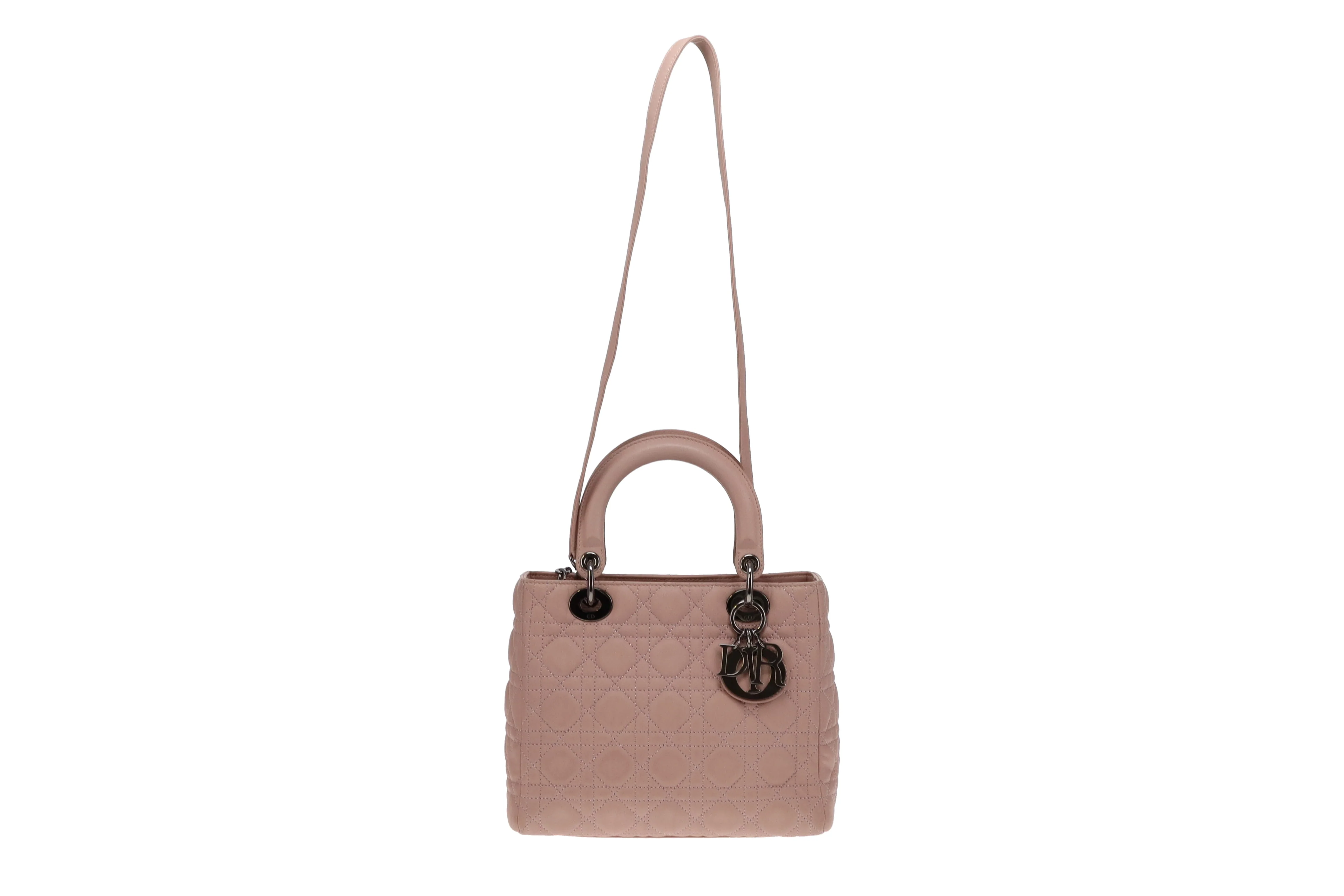 Dior Lady Dior Blush Leather and Metallic Cannage Stitching Medium with Strap 2011 - Image 7