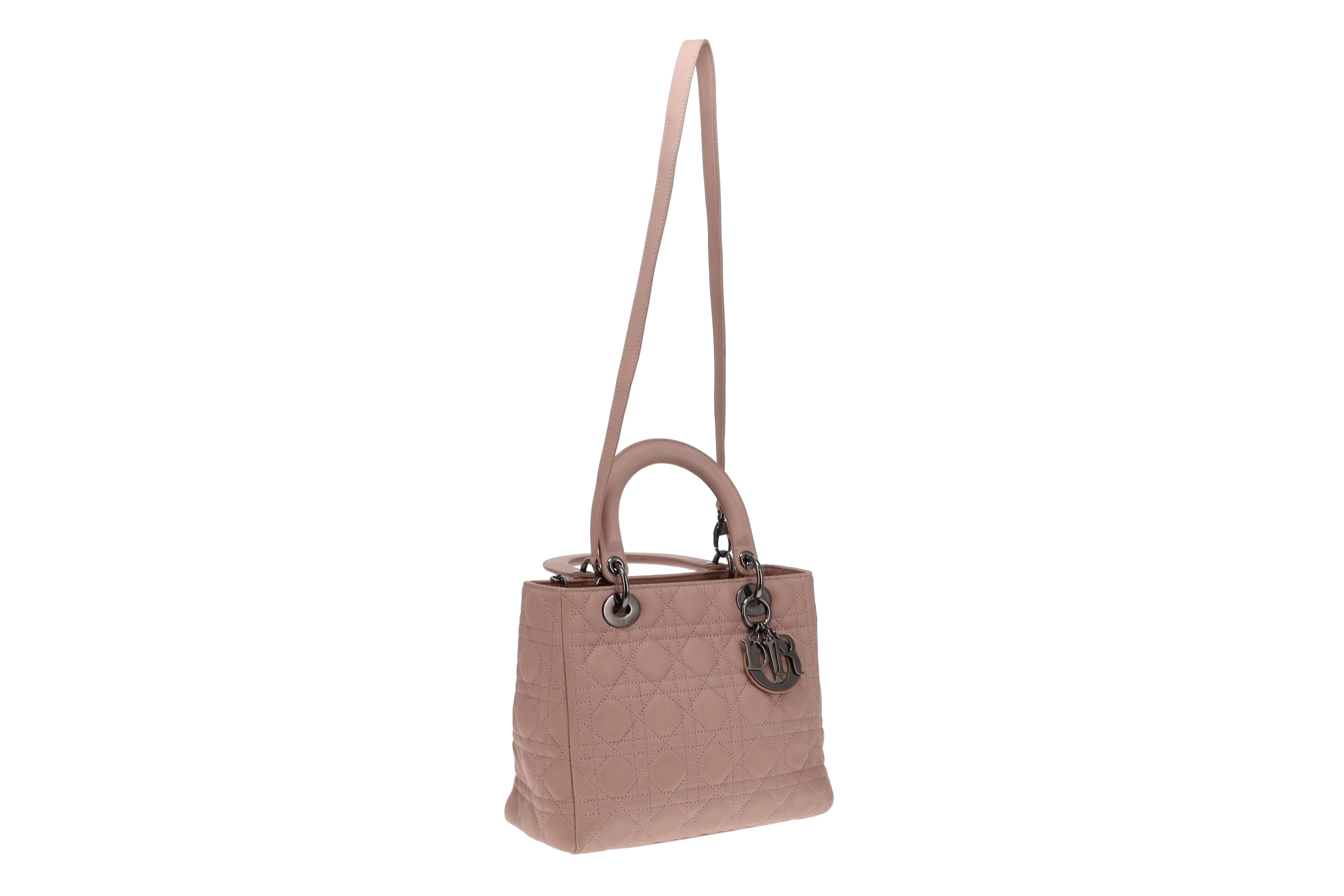 Dior Lady Dior Blush Leather and Metallic Cannage Stitching Medium with Strap 2011 - Image 8